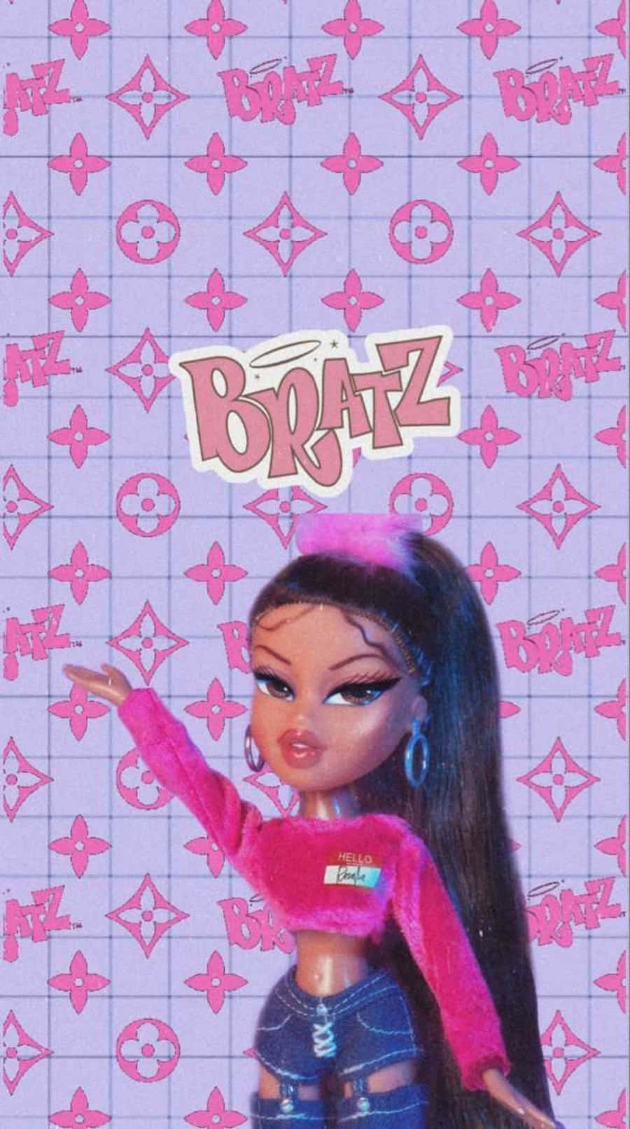A girl in pink clothes with the words brazz on it - Bratz
