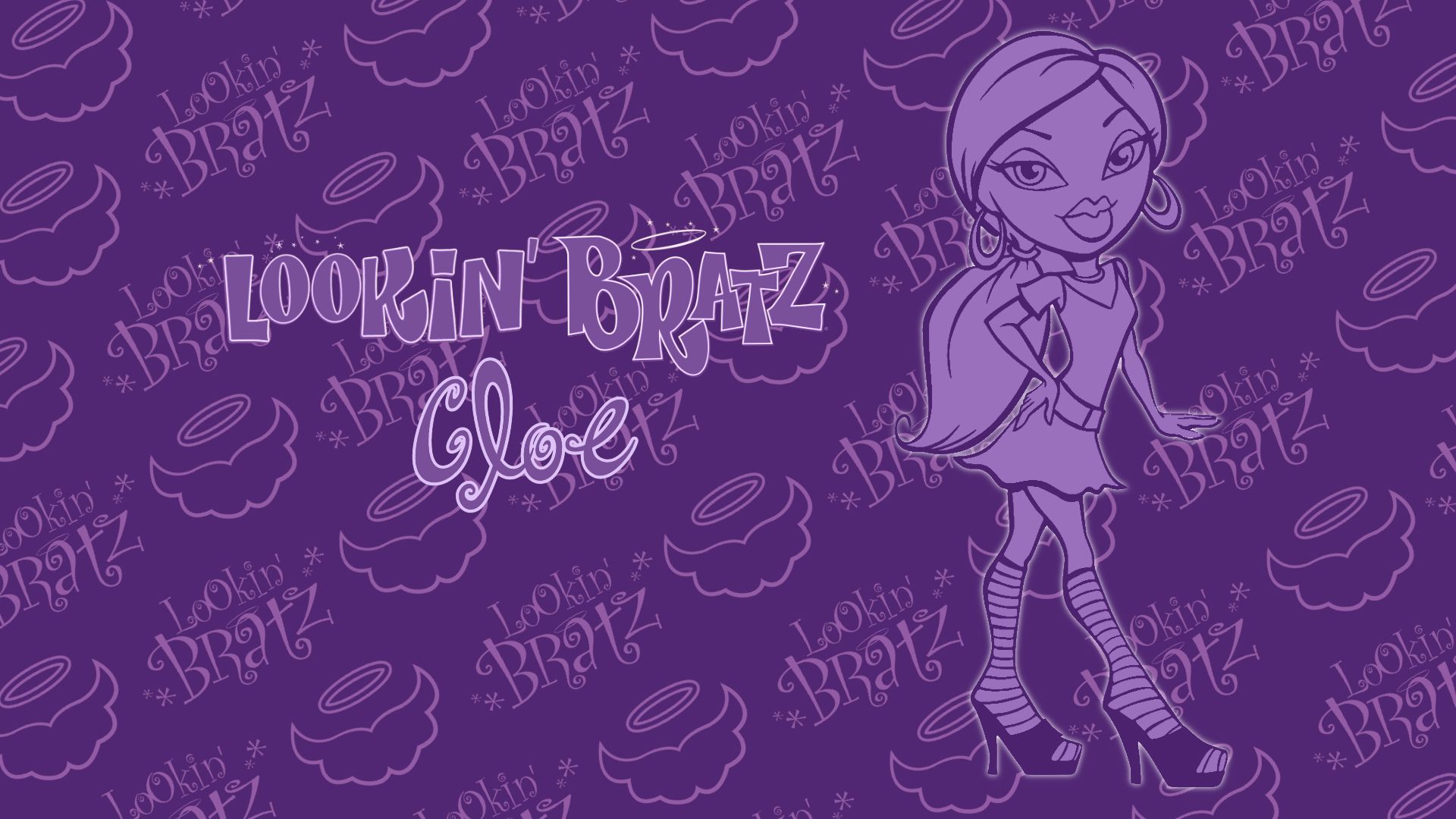 A purple background with cartoon characters - Bratz