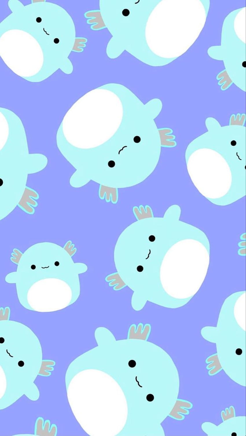 A pattern of blue fish on purple background - Axolotl