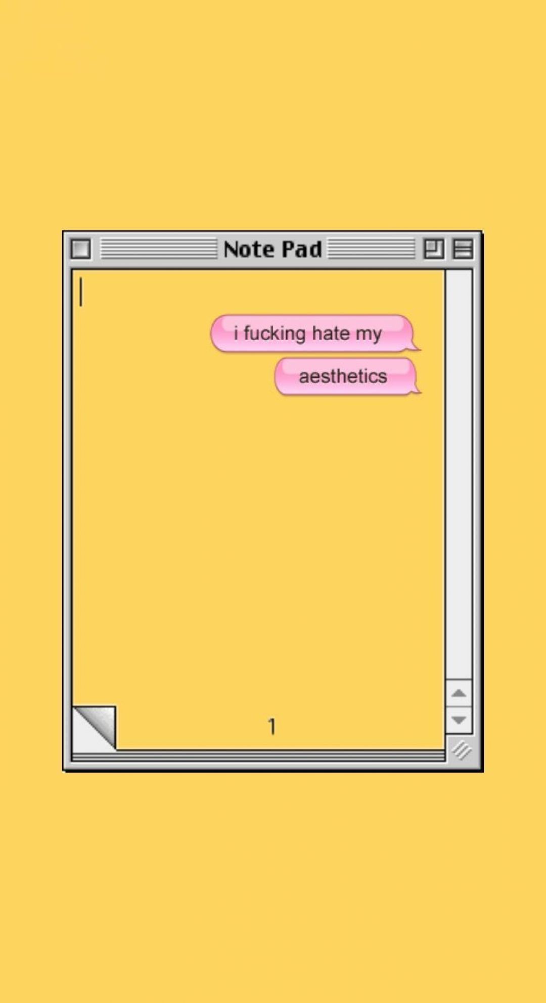 Aesthetic note pad wallpaper for phone, yellow background with pink text - Orange, baddie