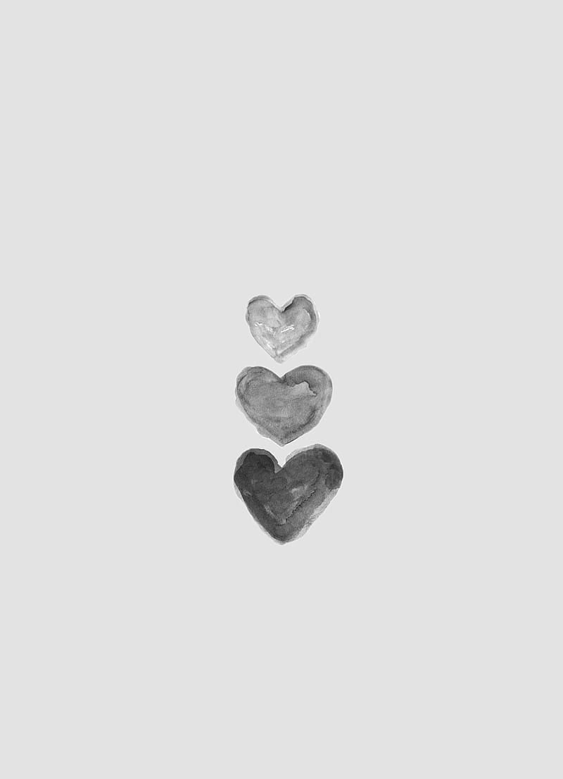 A black and white image of three hearts - Heart