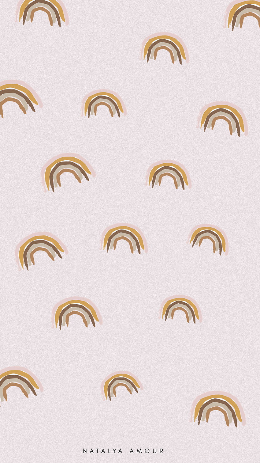 Pattern of rainbows on a pink background - Boho