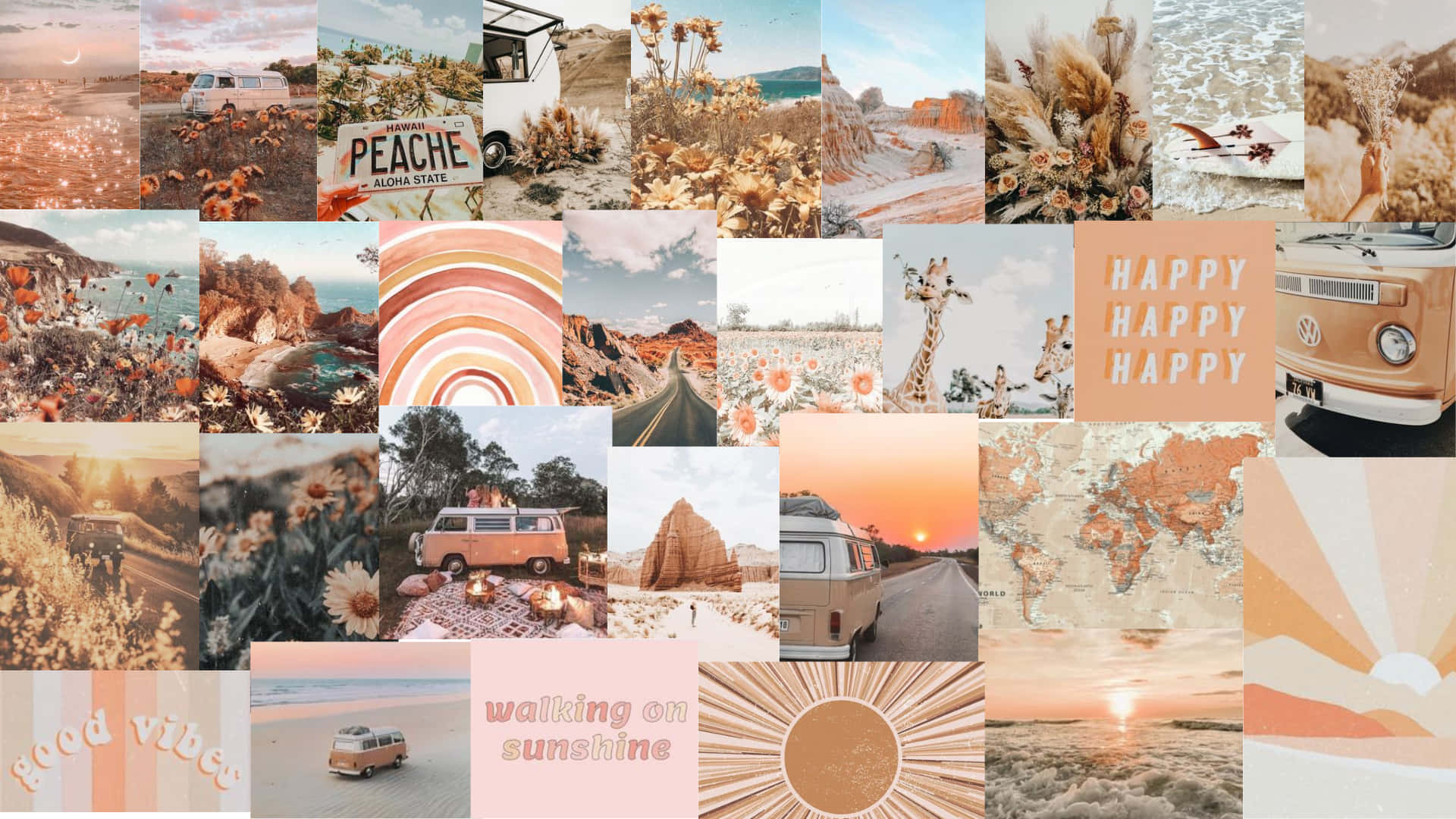 A collage of peach and orange aesthetic pictures. - Boho