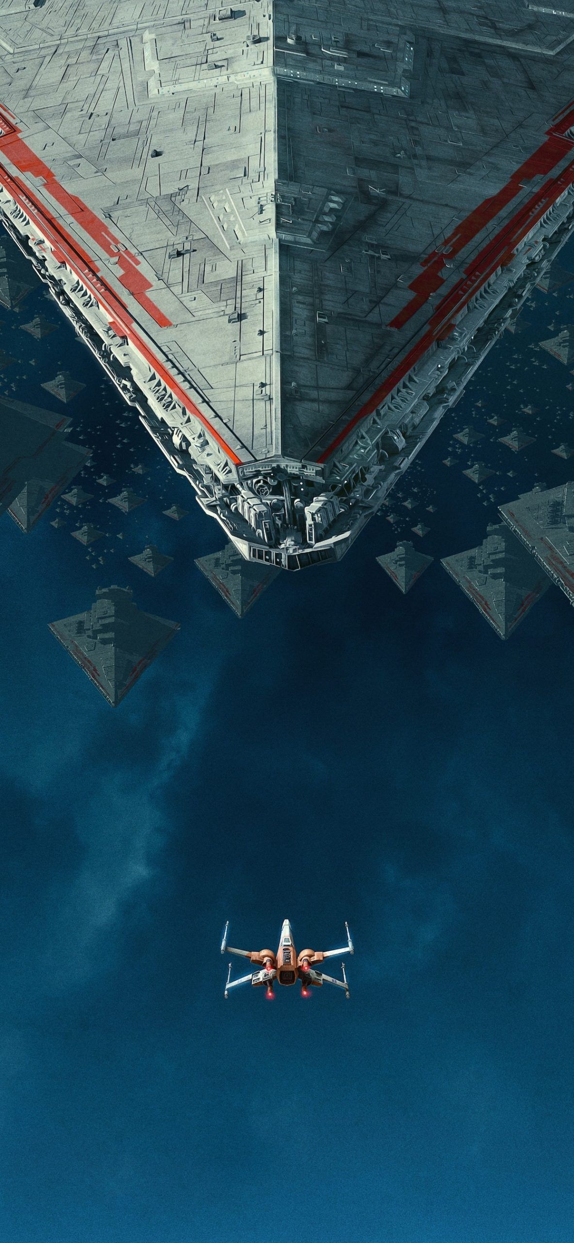 X wing fighter flying under a Star Destroyer from Star Wars - Travel