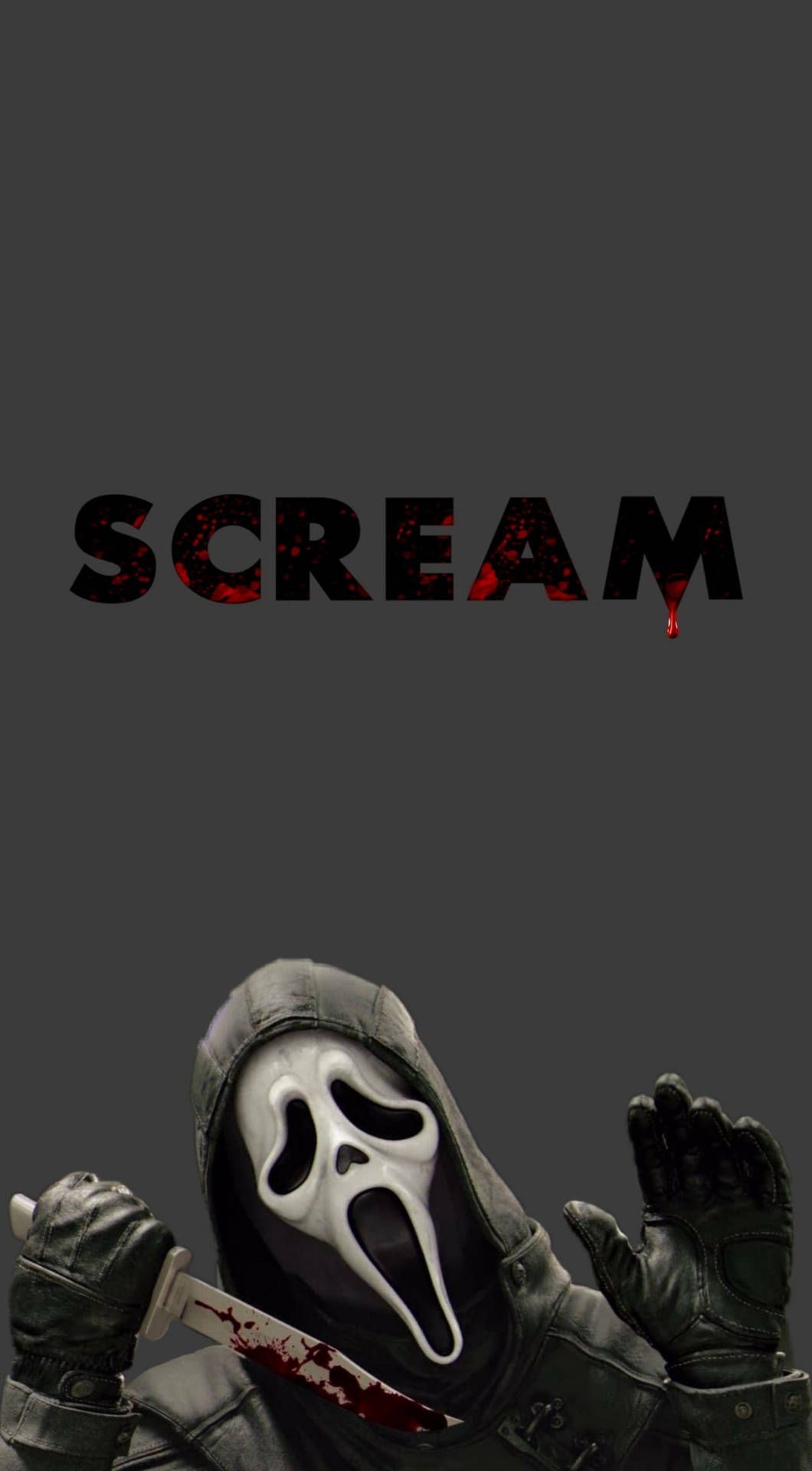 A poster with the word scream on it - Ghostface