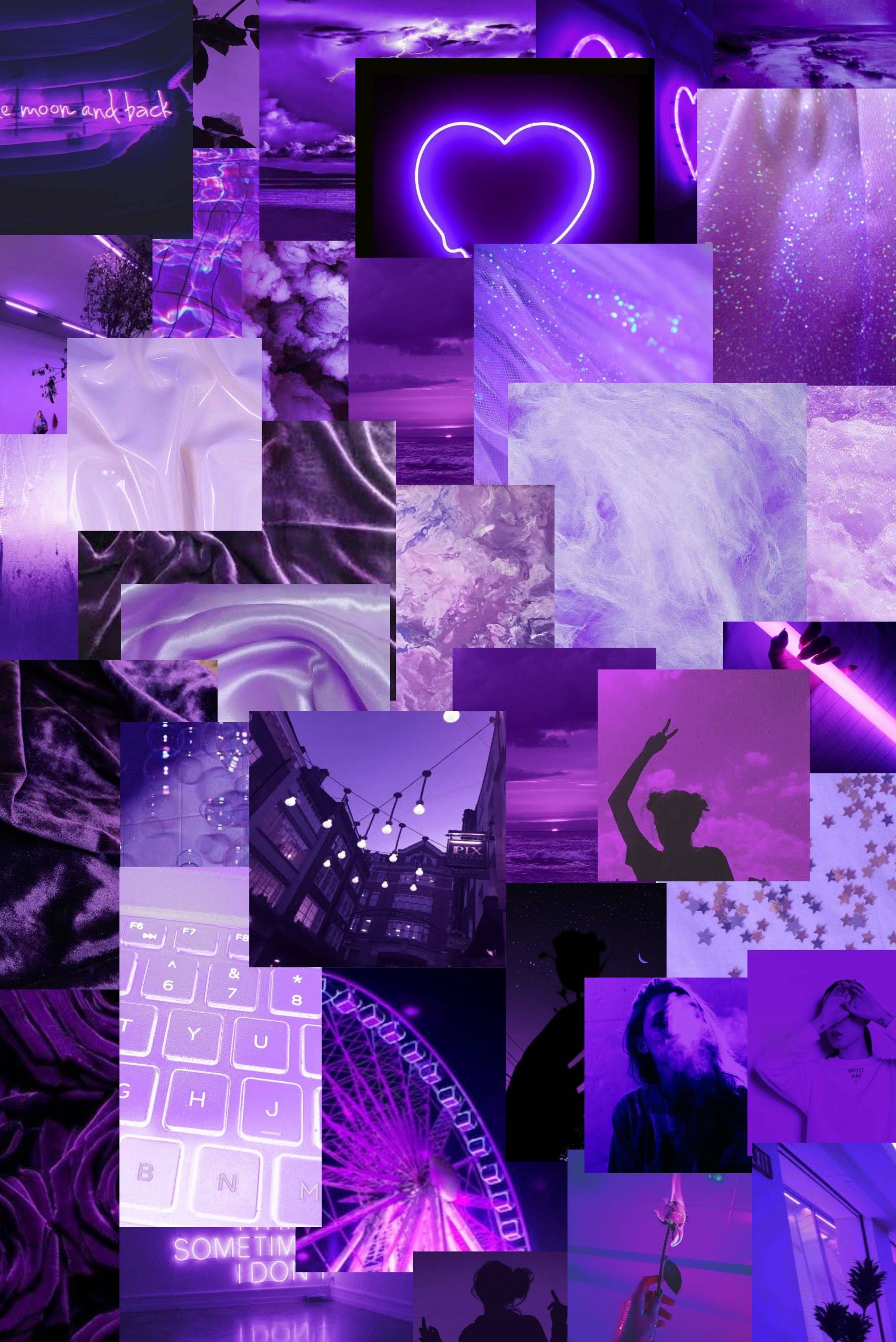 Aesthetic purple collage background for phone - Violet