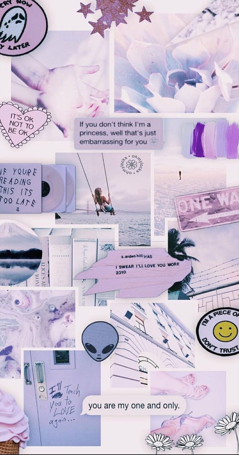 Aesthetic phone background collage with purple and white themes - Light purple, violet, pastel purple