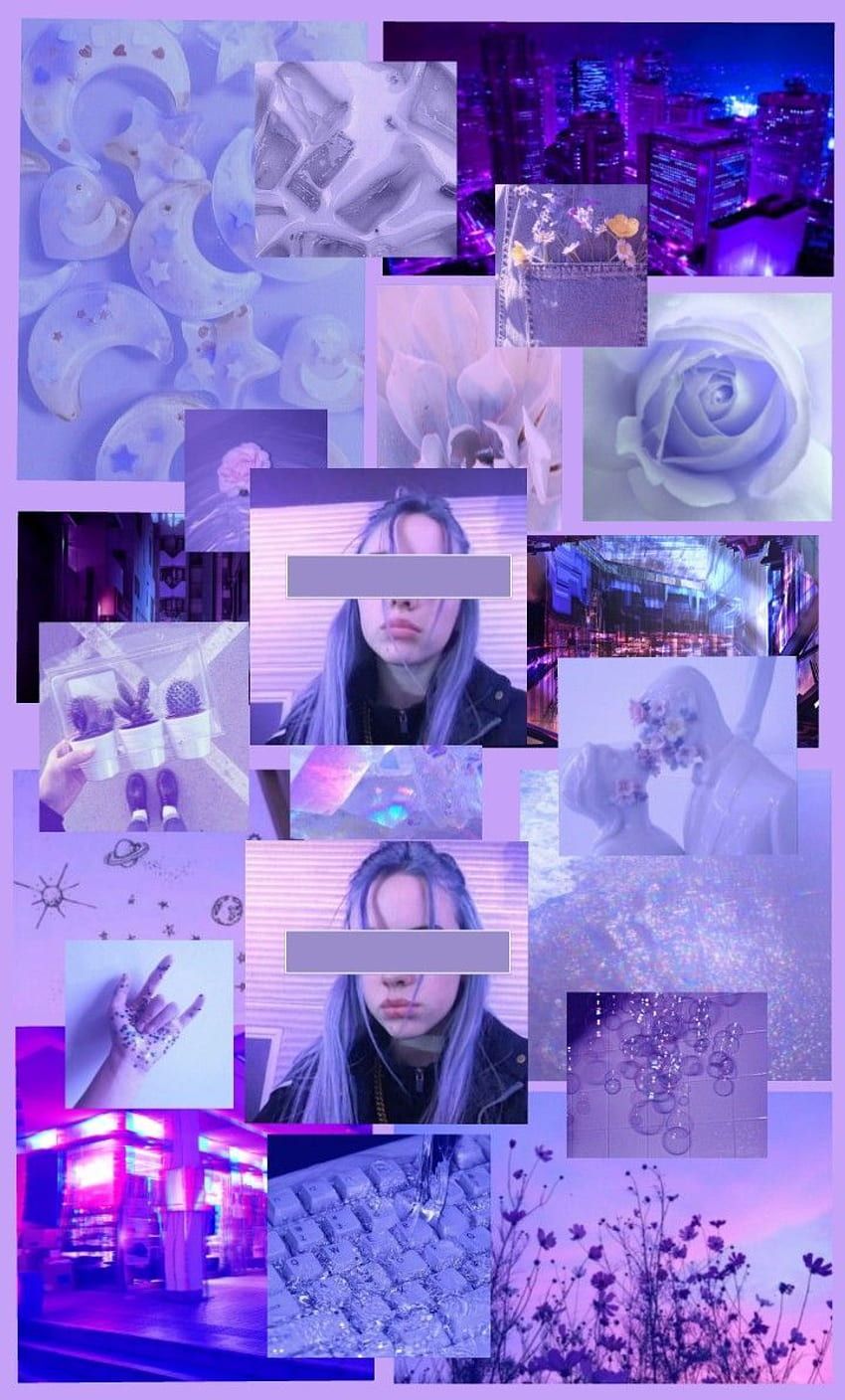 A collage of different images with purple backgrounds - Violet, pastel purple