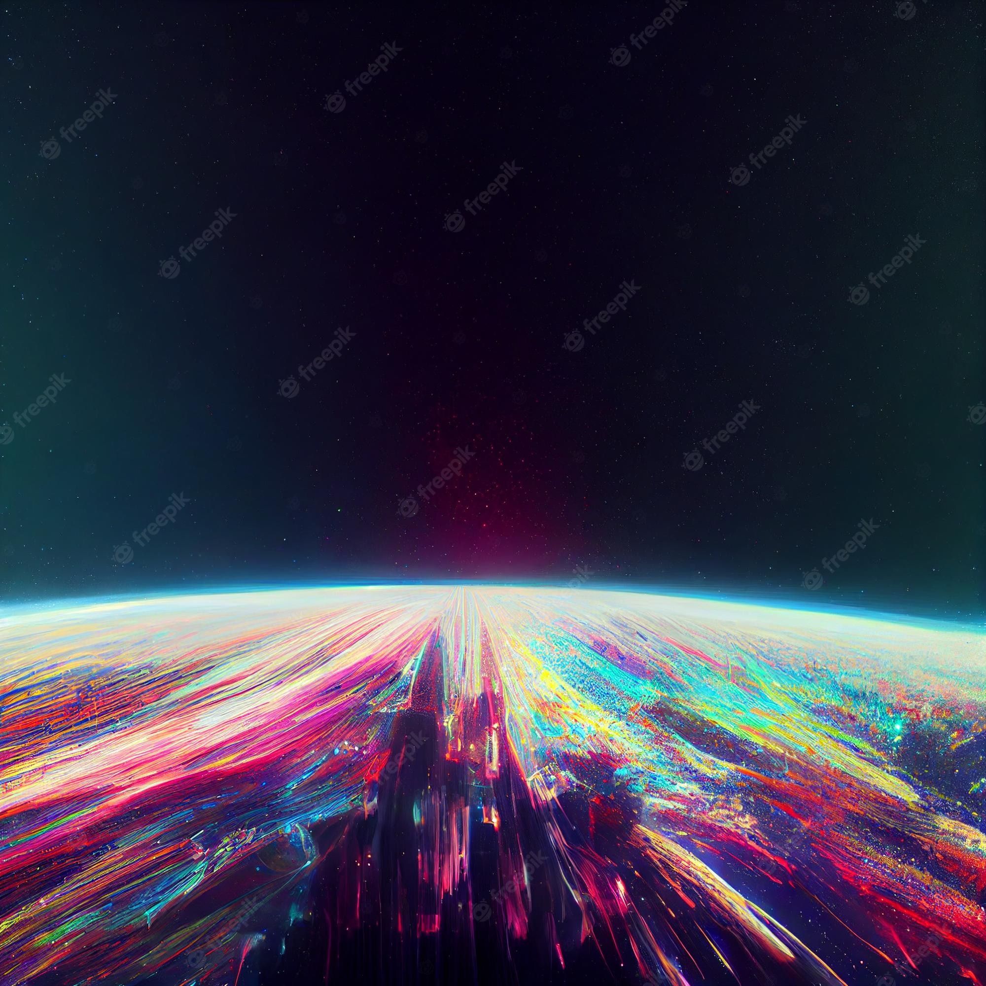 Premium Photo. Glitch background universe abstract glitchy planet video wallpaper 4k