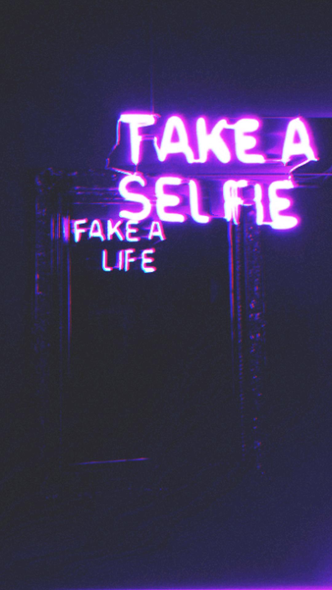 A purple sign that says takea selfie - Glitch