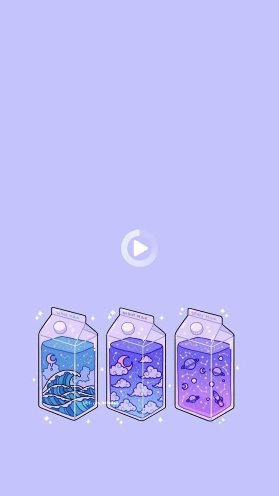 A set of three bottles with water in them - Purple, cute purple, cool, pastel purple, dark purple, milk, light purple, neon purple, wave, violet