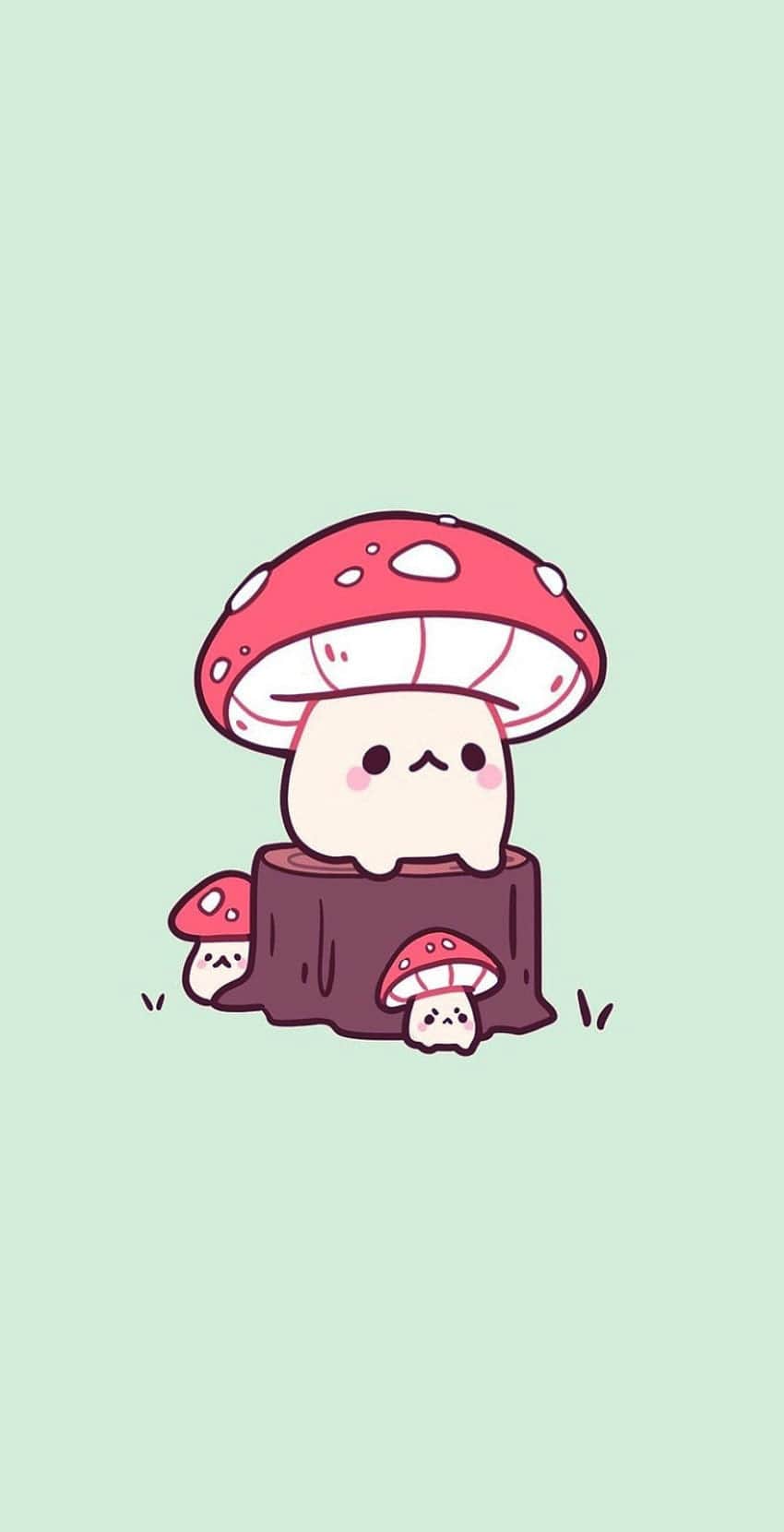 A cute mushroom iPhone wallpaper - Kawaii