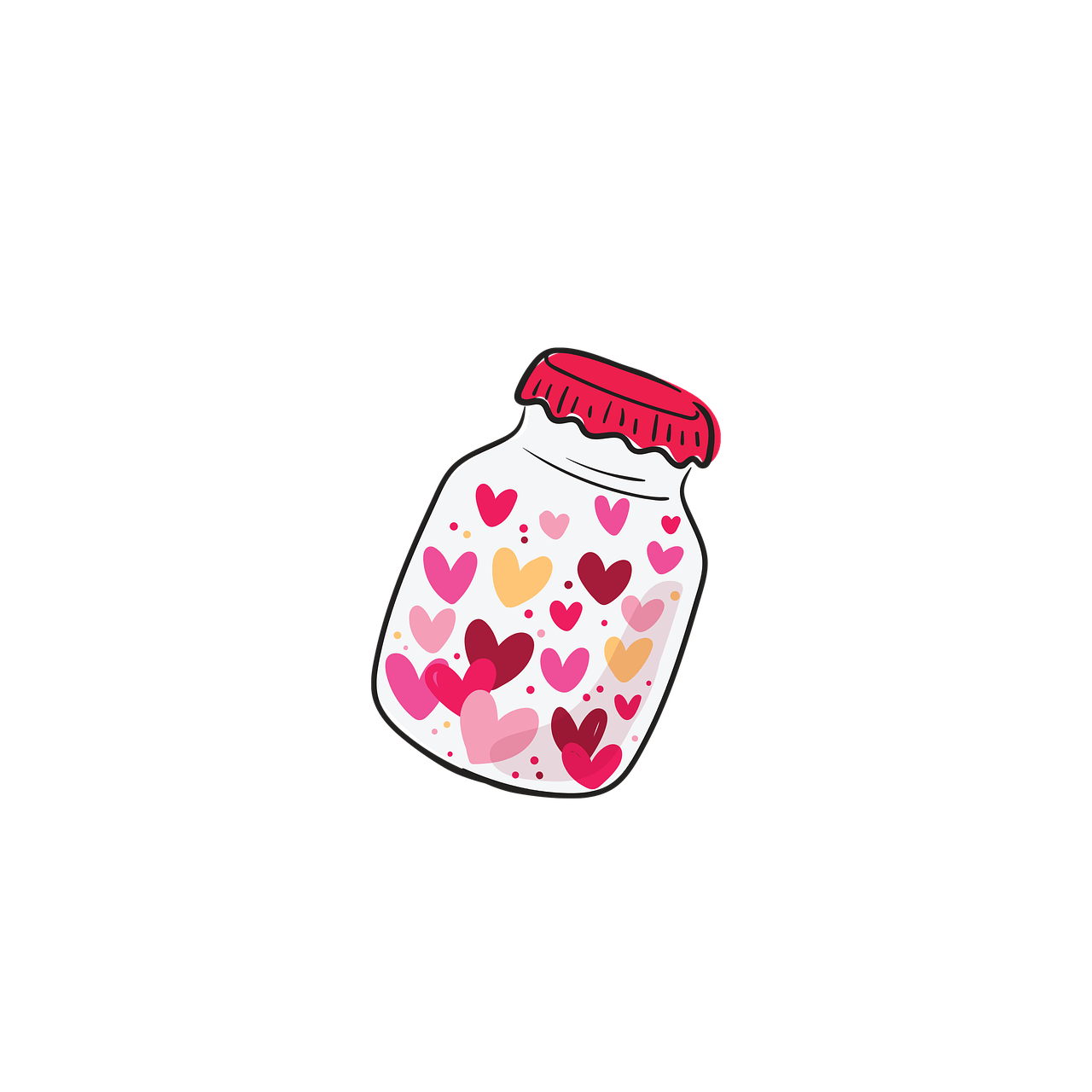 A jar of hearts on black background - Kawaii