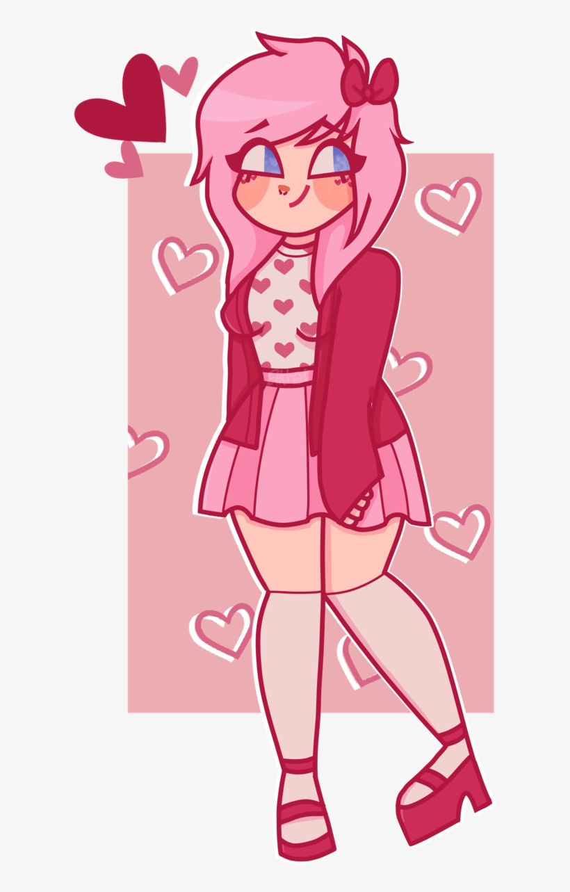 A cute girl with pink hair and skirt - Kawaii