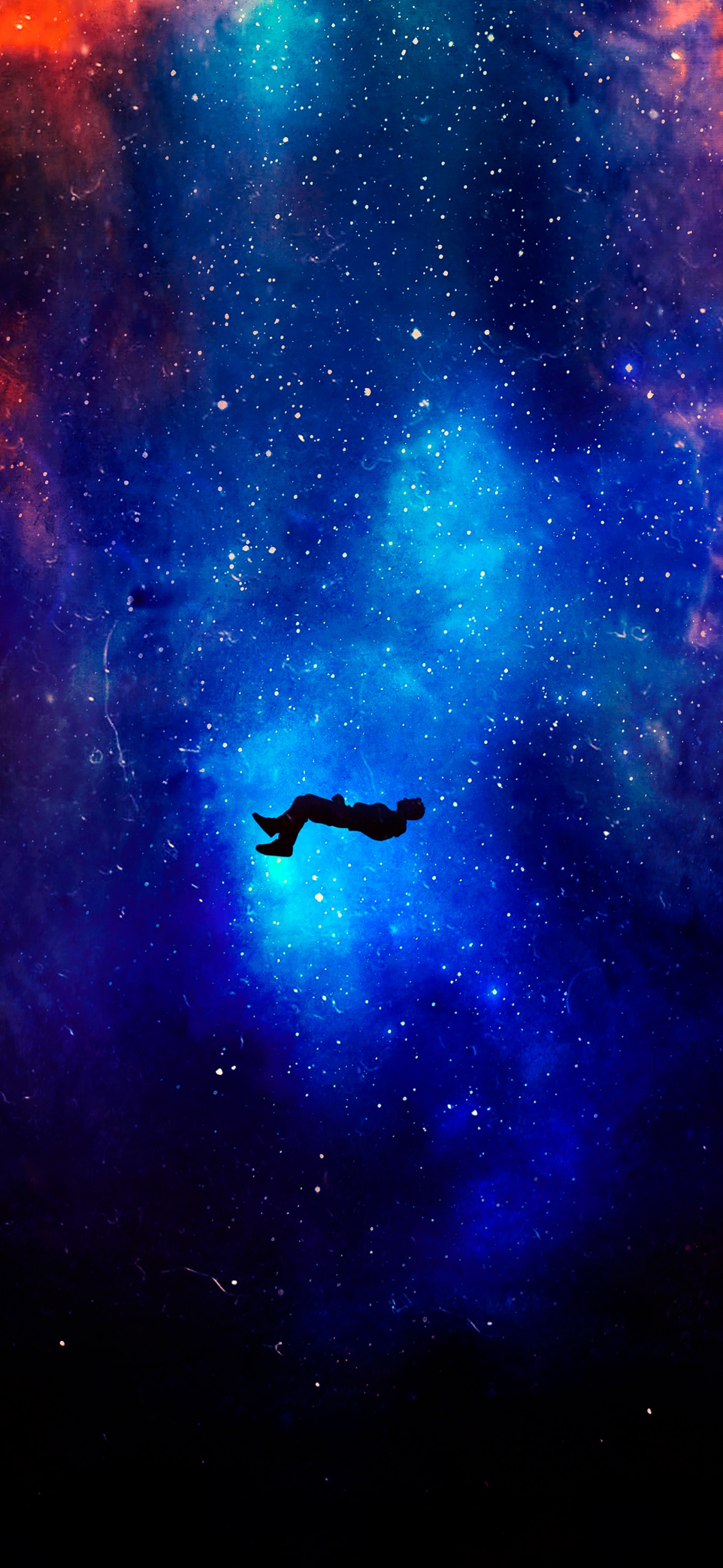 Man floating in space with stars and nebulas in the background - Space