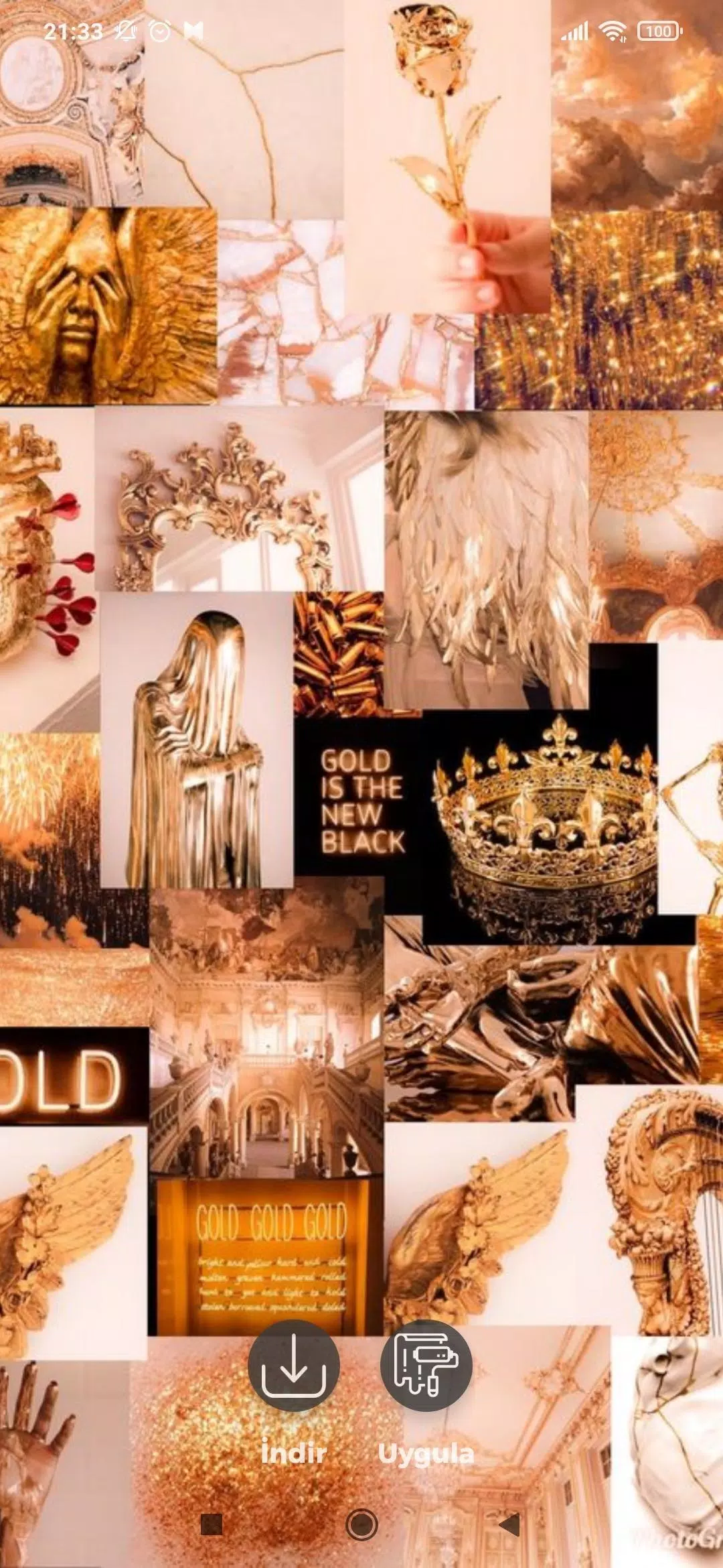 A collage of gold and other items - Gold