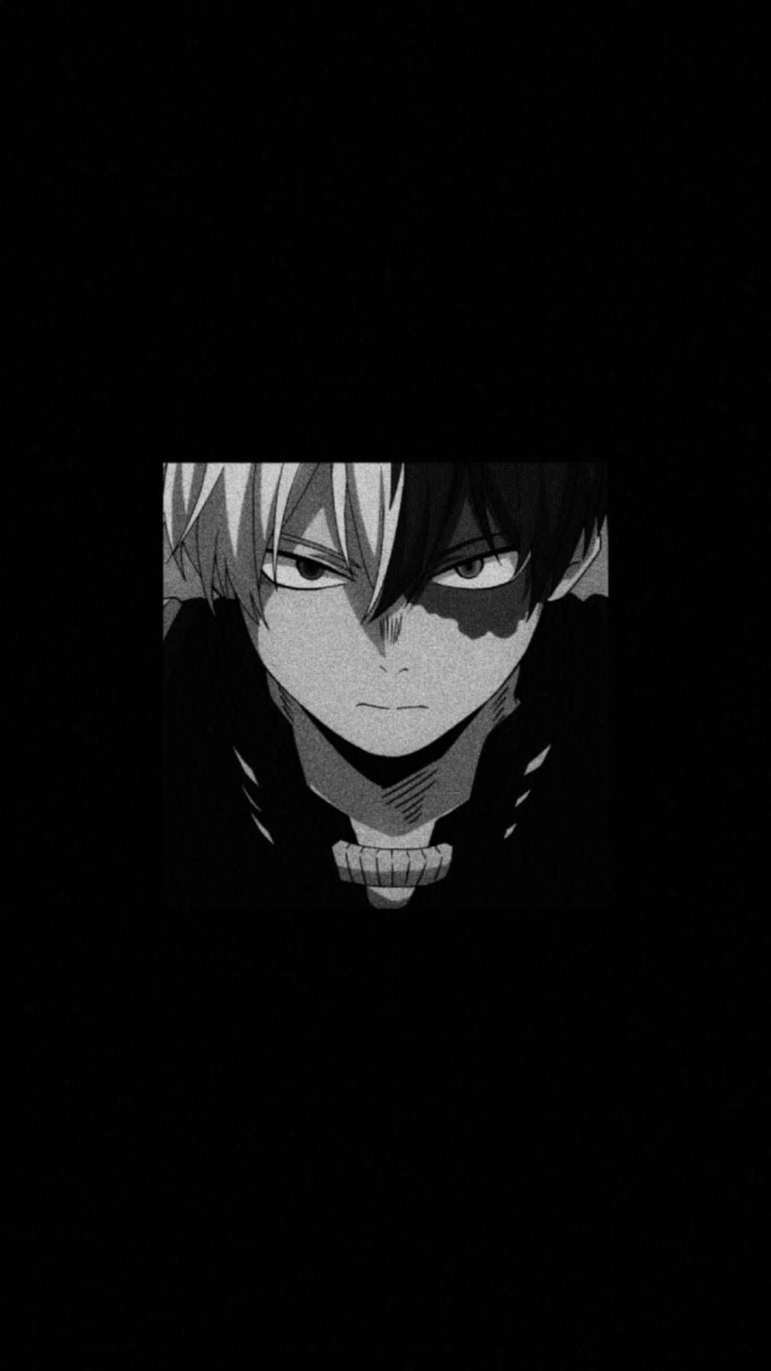 A black and white image of anime - Shoto Todoroki