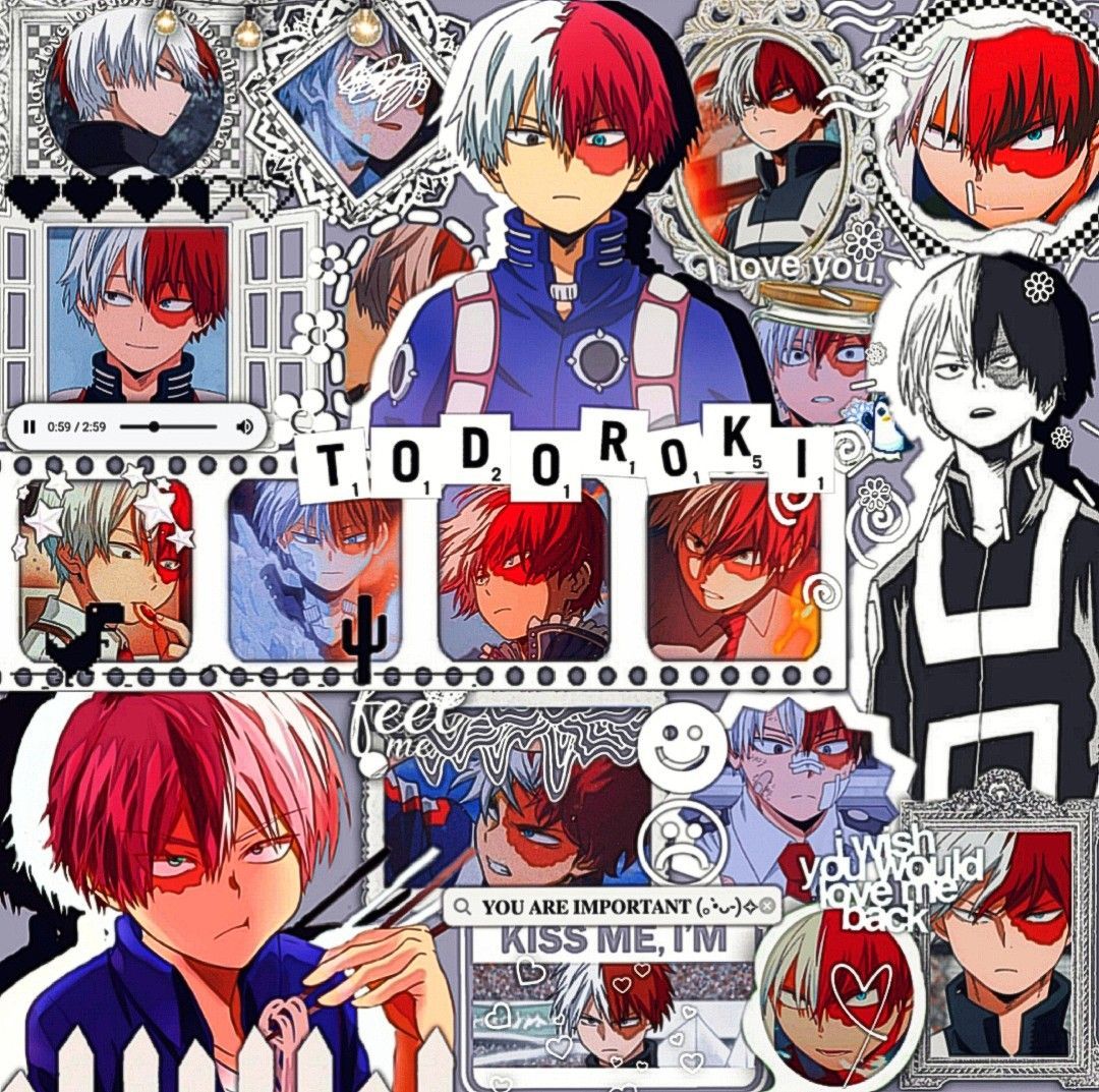 Anime stickers featuring various characters from the series - Shoto Todoroki