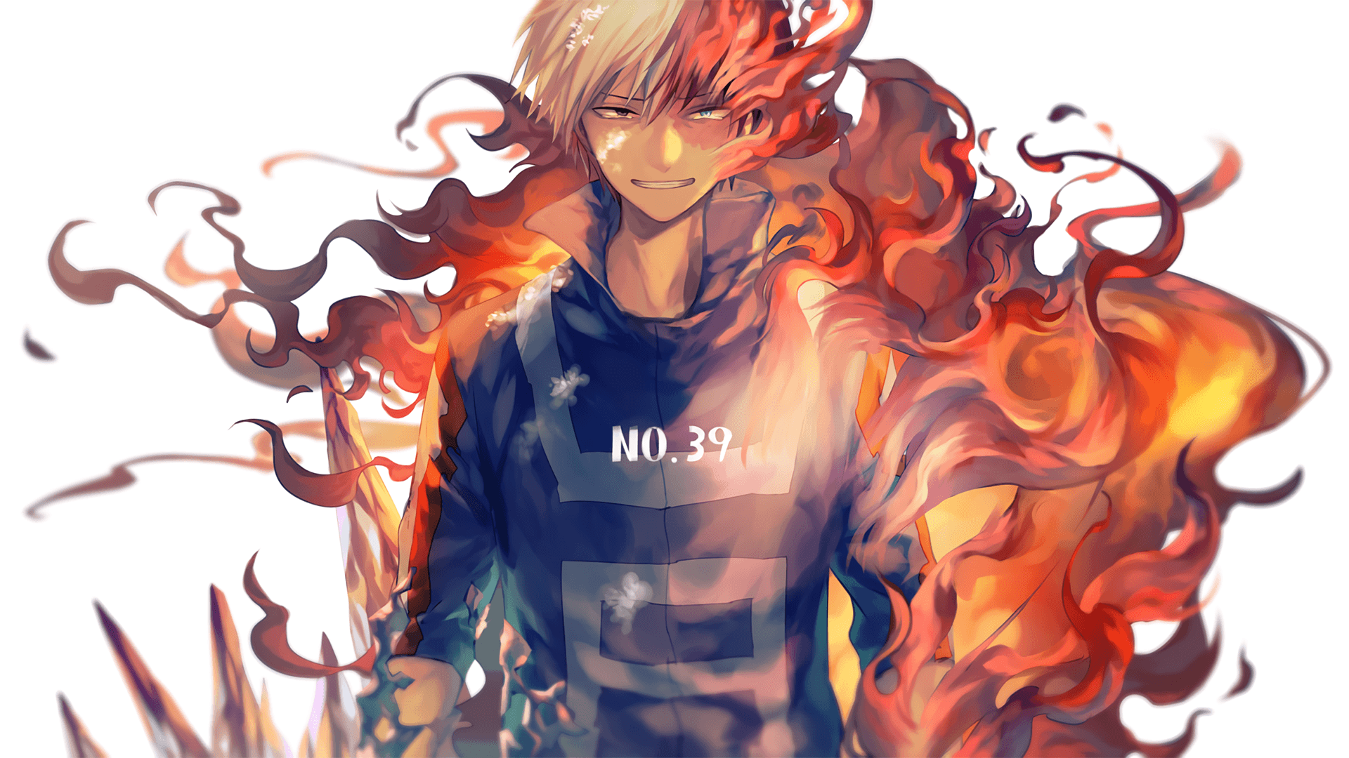 A man with flames coming out of his head - Shoto Todoroki