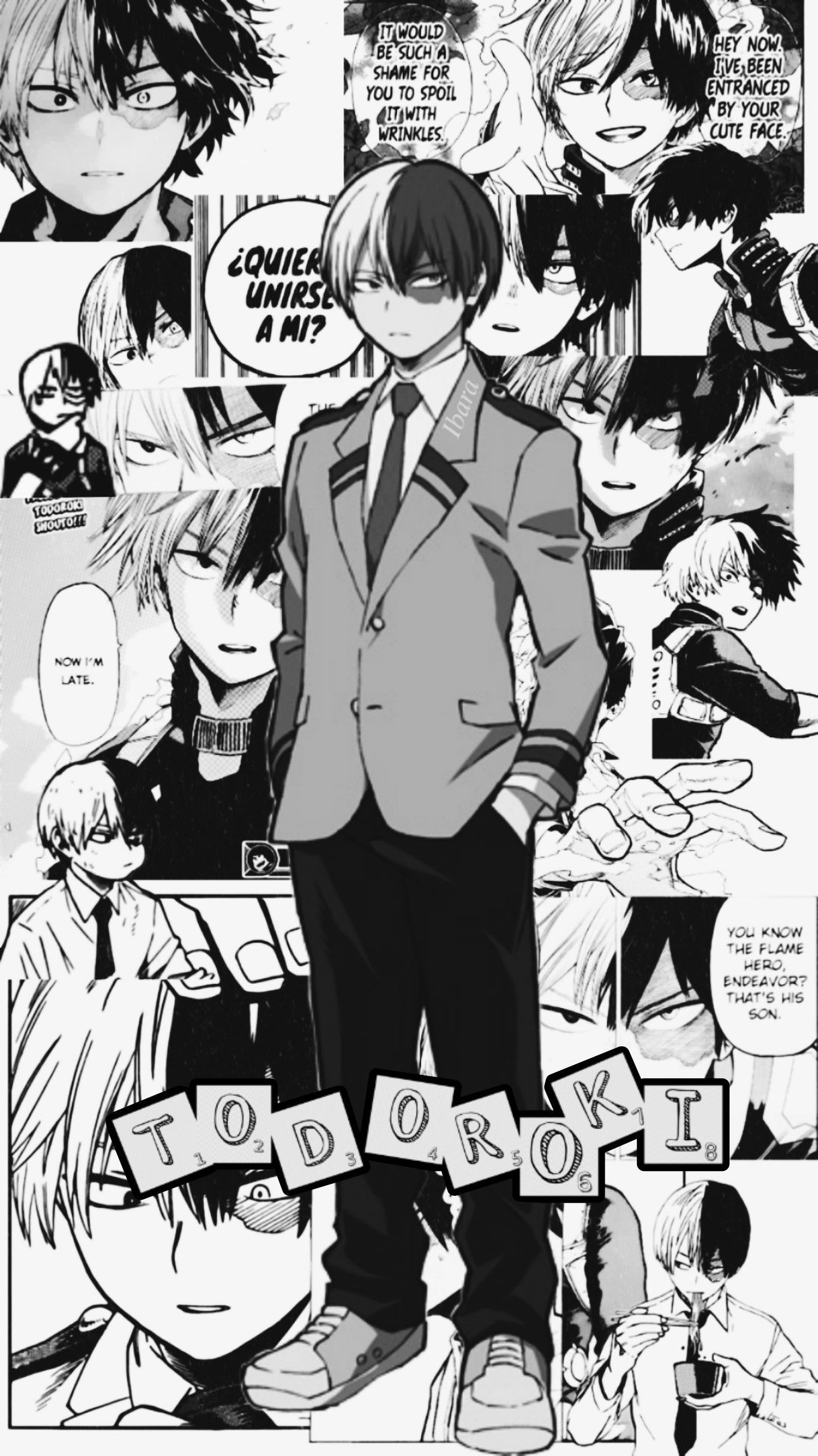 Anime manga, person and the other characters are in black - Shoto Todoroki