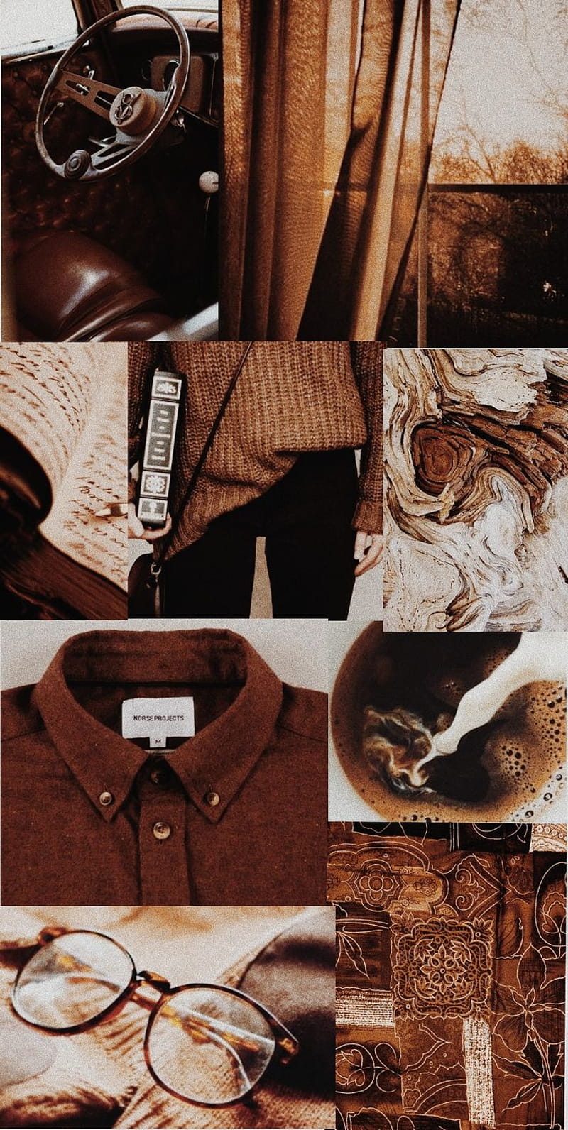 A collage of pictures with different items - Light brown
