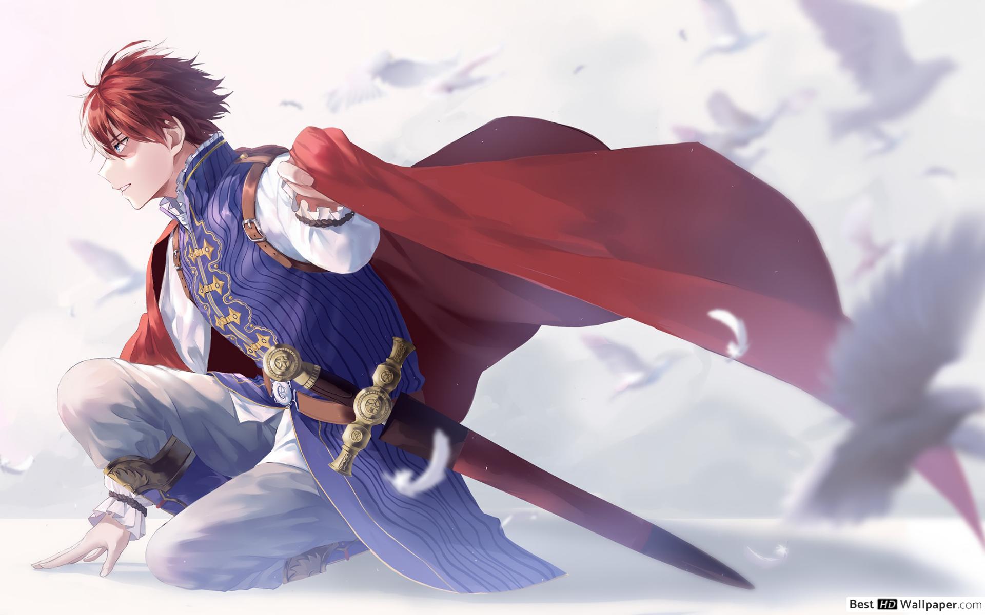 A man in red and blue costume with sword - Shoto Todoroki