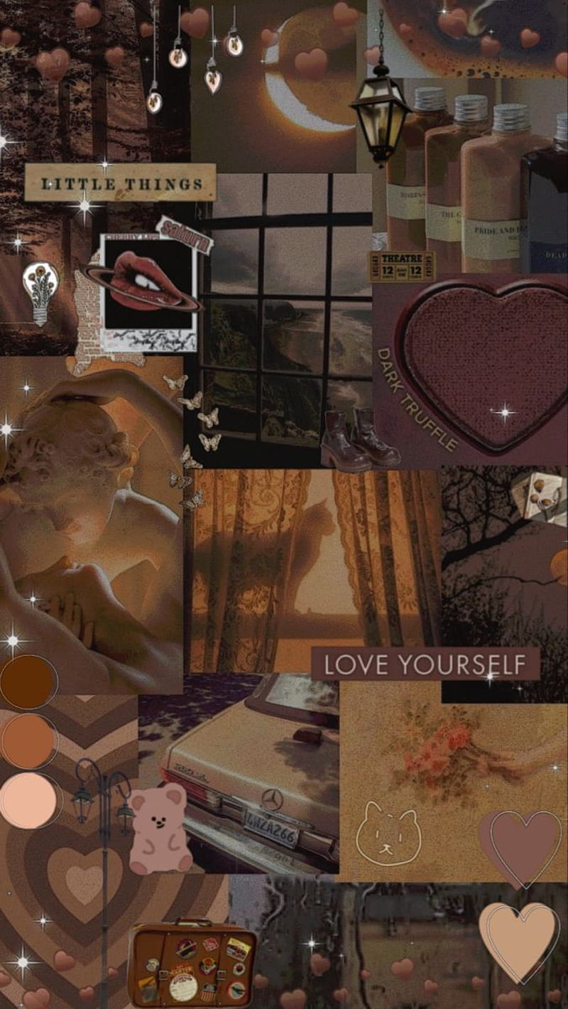 A collage of brown aesthetic pictures - Light brown