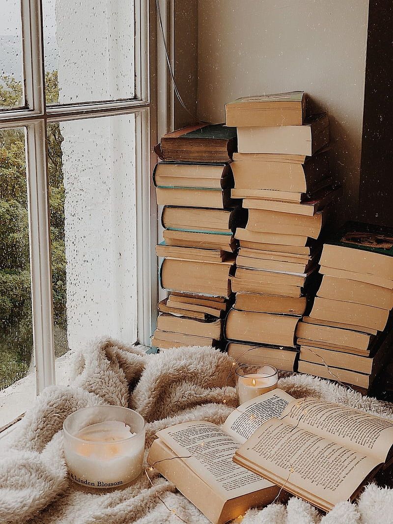 Books aesthetic, angel, vintage, wood, HD phone wallpaper