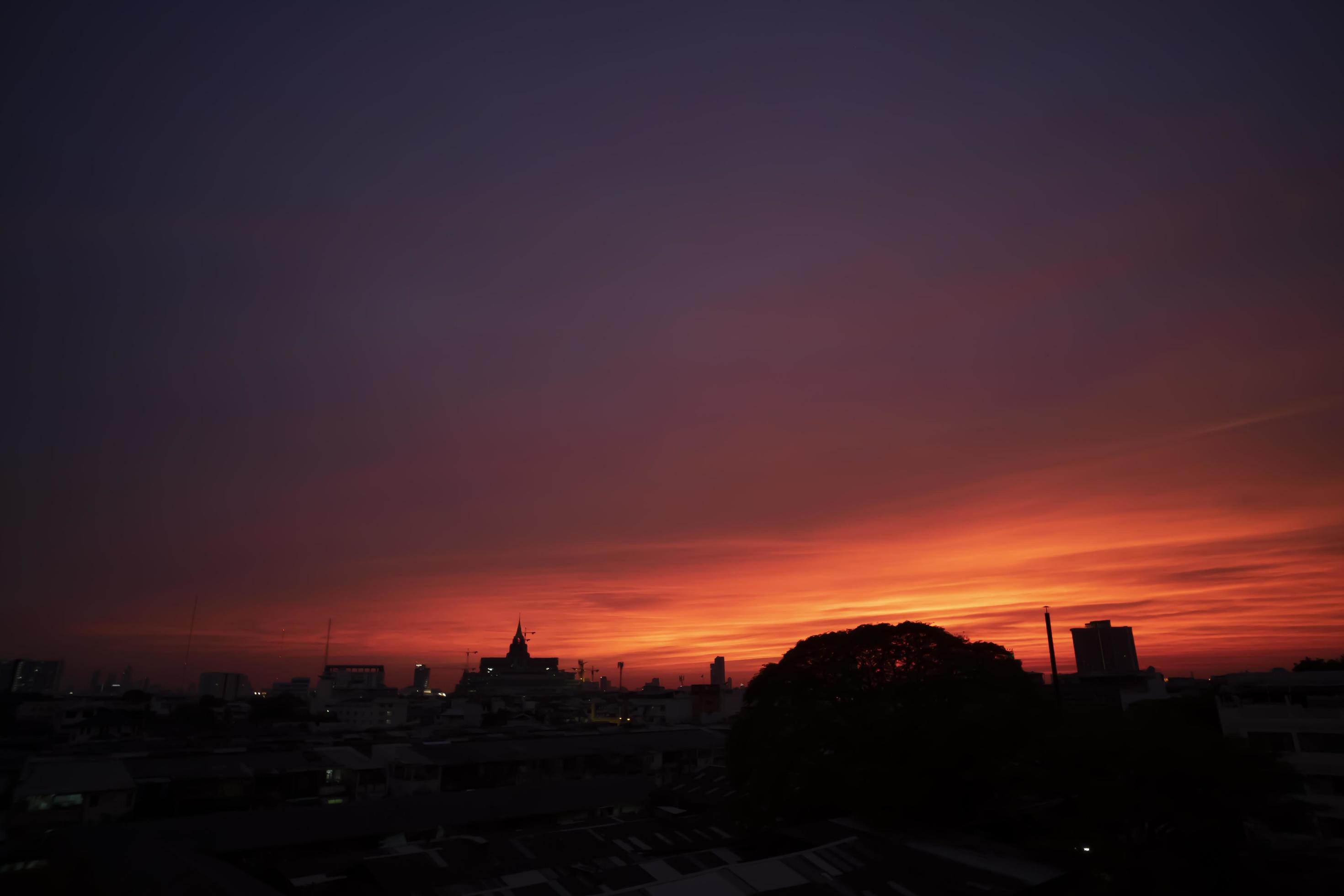 City Skyline Silhouette Sunset with Parliament building and cityscape in Bangkok Thailand. Another beautiful sunset sky. Sunset sky sun clouds. Sunset wallpaper. Aesthetic wallpaper. Sky aesthetic