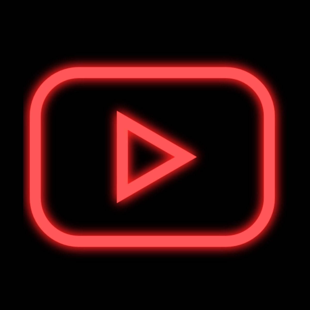 A neon youtube icon on black background - YouTube