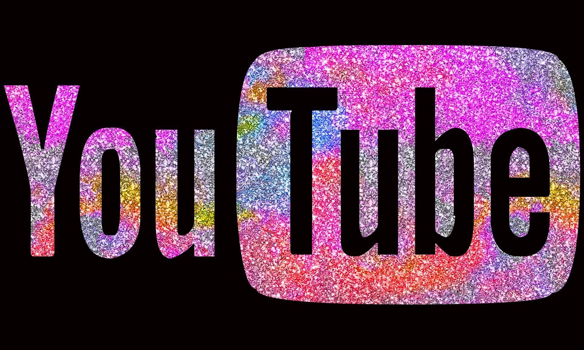 Download Aesthetic Youtube Colourful Glitter Logo Wallpaper