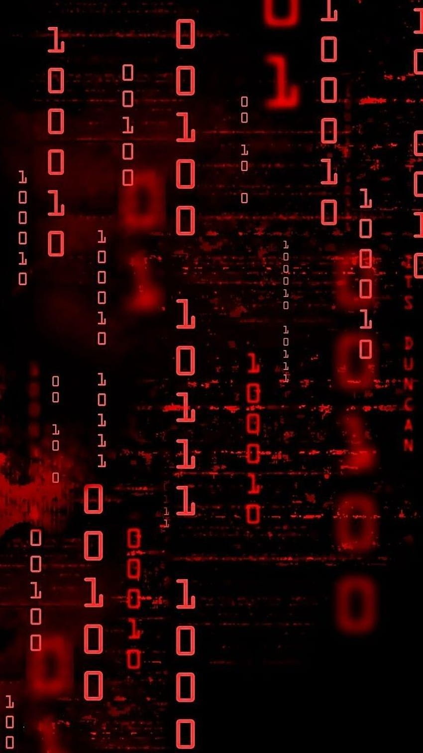 Red binary code wallpaper for your phone - Dark red