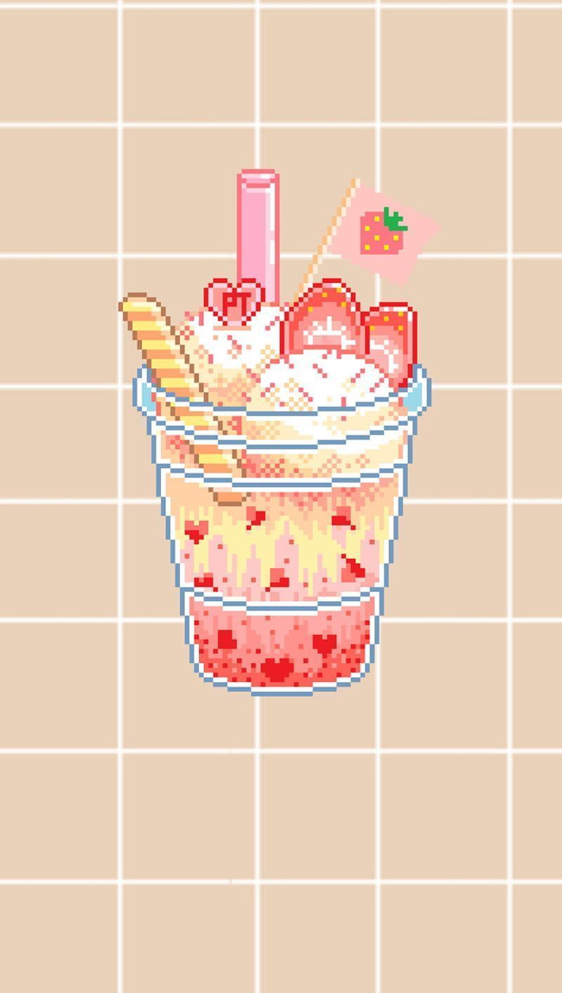 Ice cream, aesthetic, kawaii, pixel, HD phone wallpaper