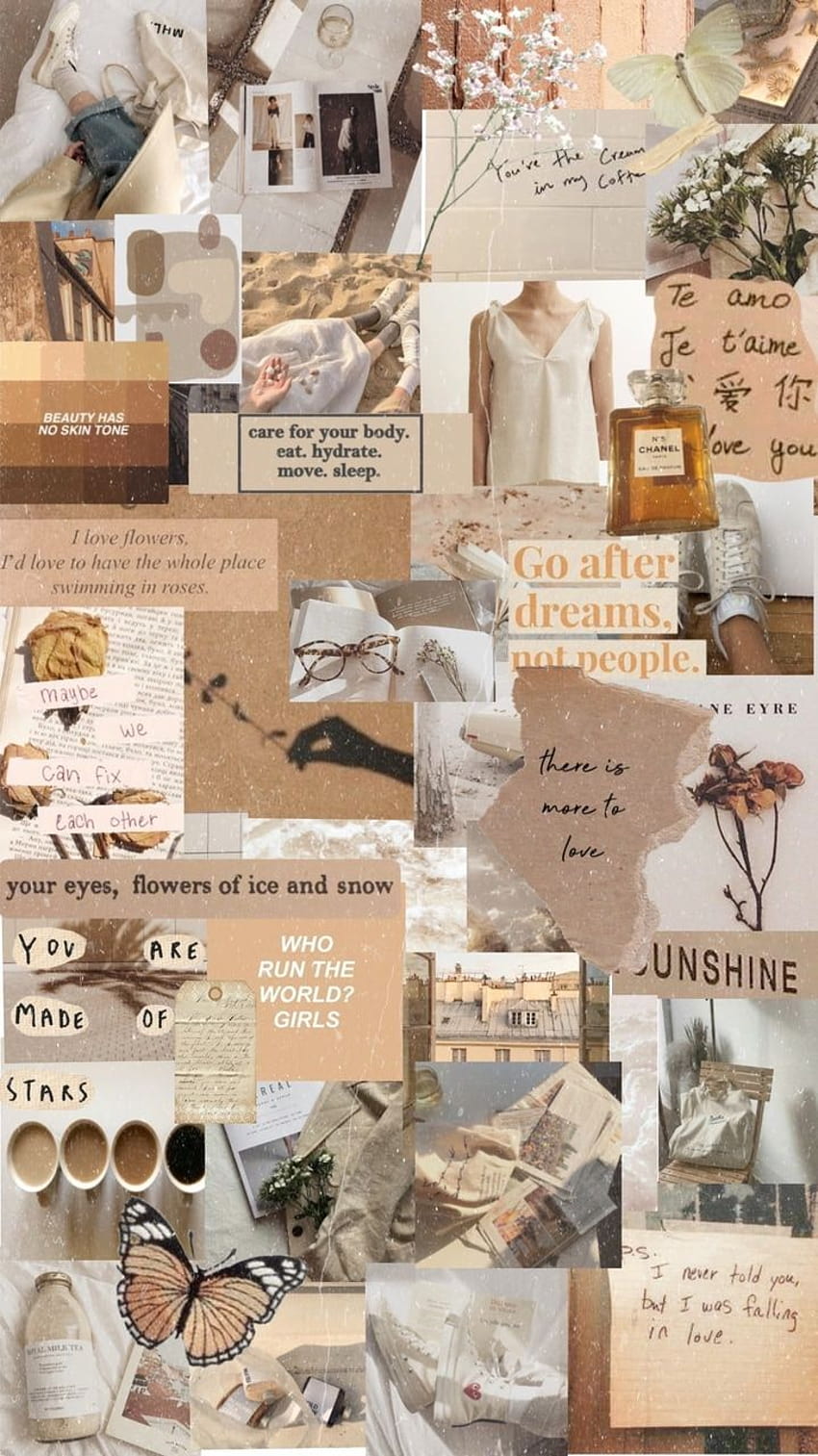 A collage of pictures with different colors and textures - Cream, collage