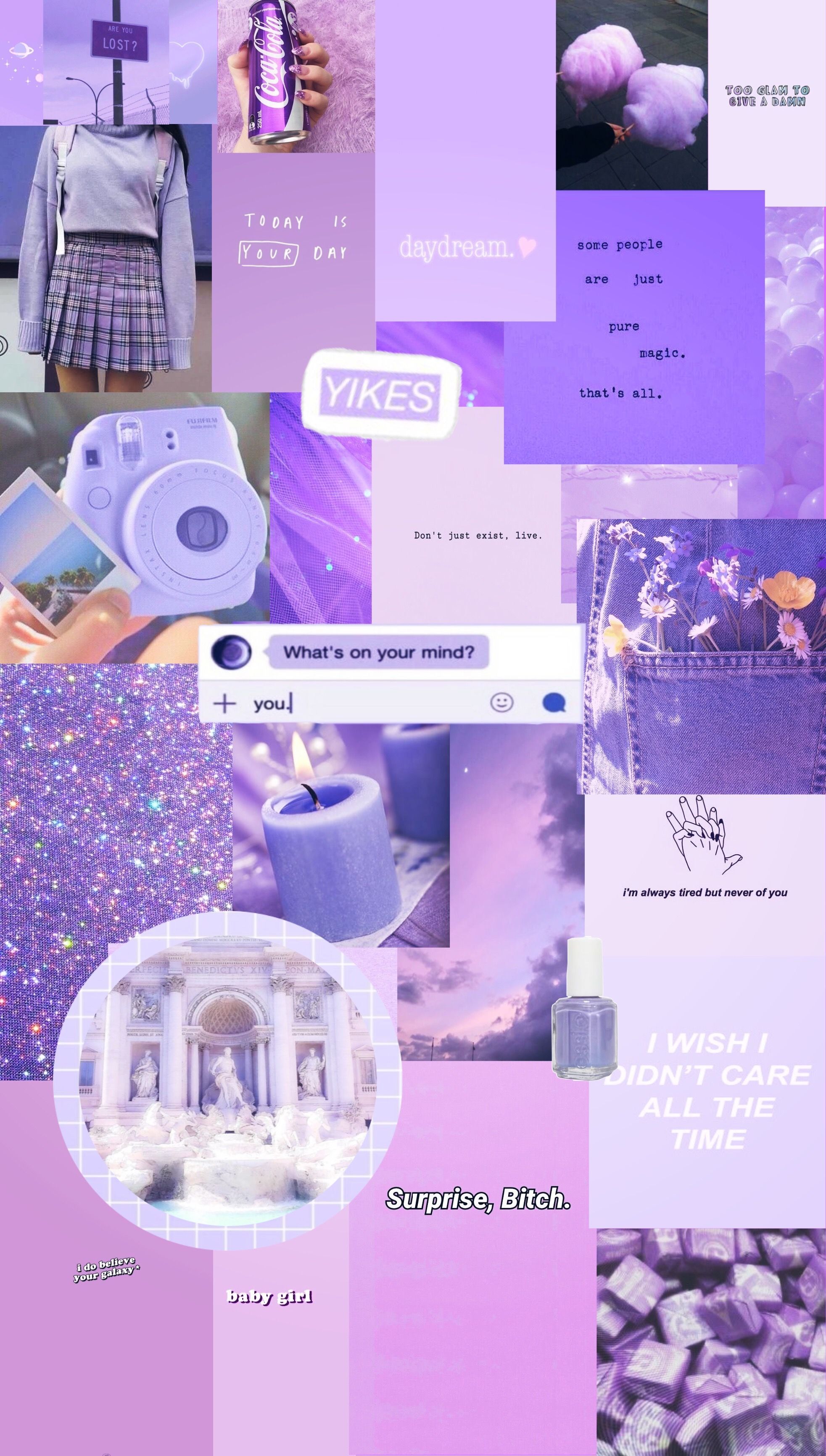 Aesthetic purple collage background for phone - Light purple, purple, cute purple, violet