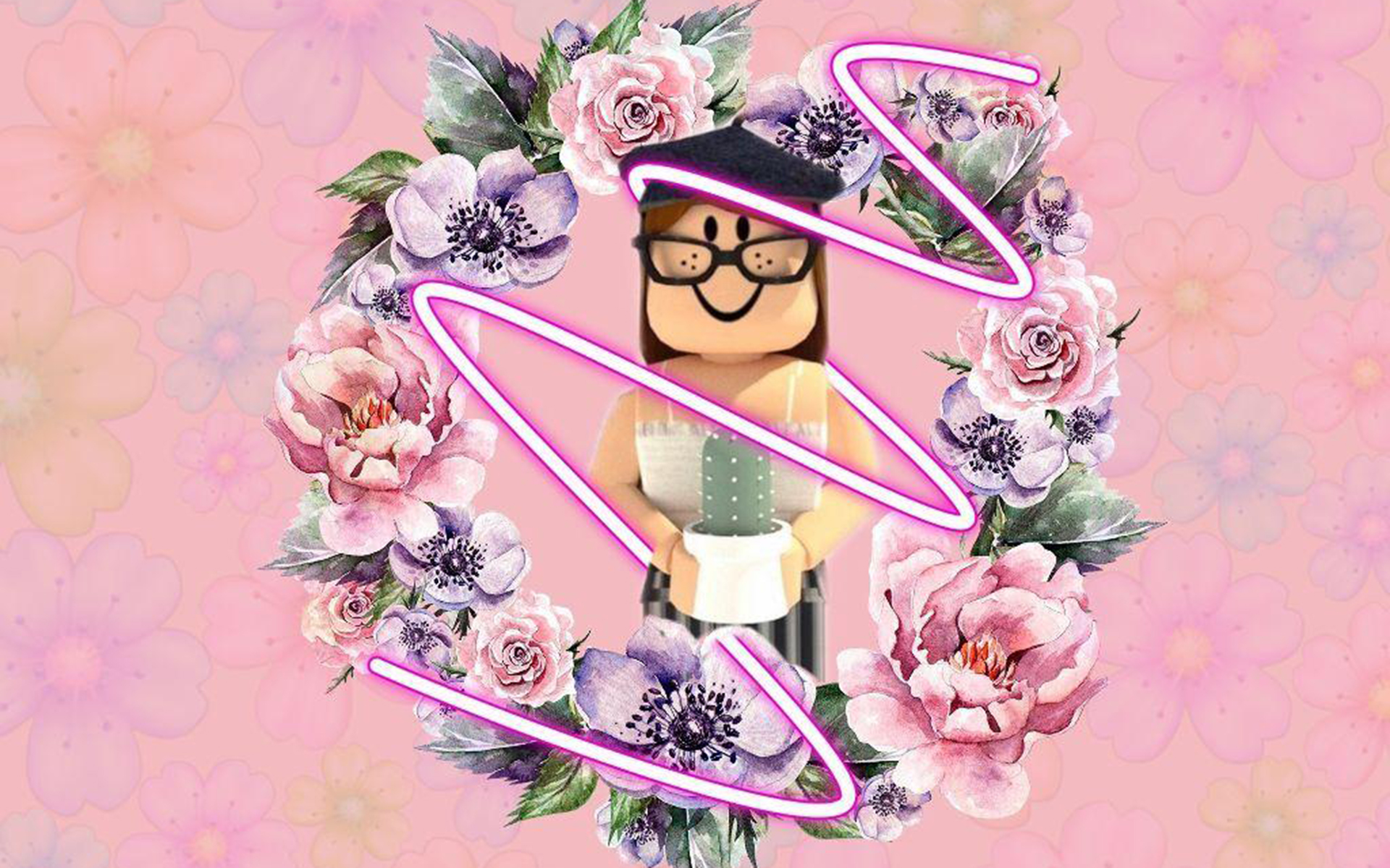 Roblox character with a floral background - Roblox