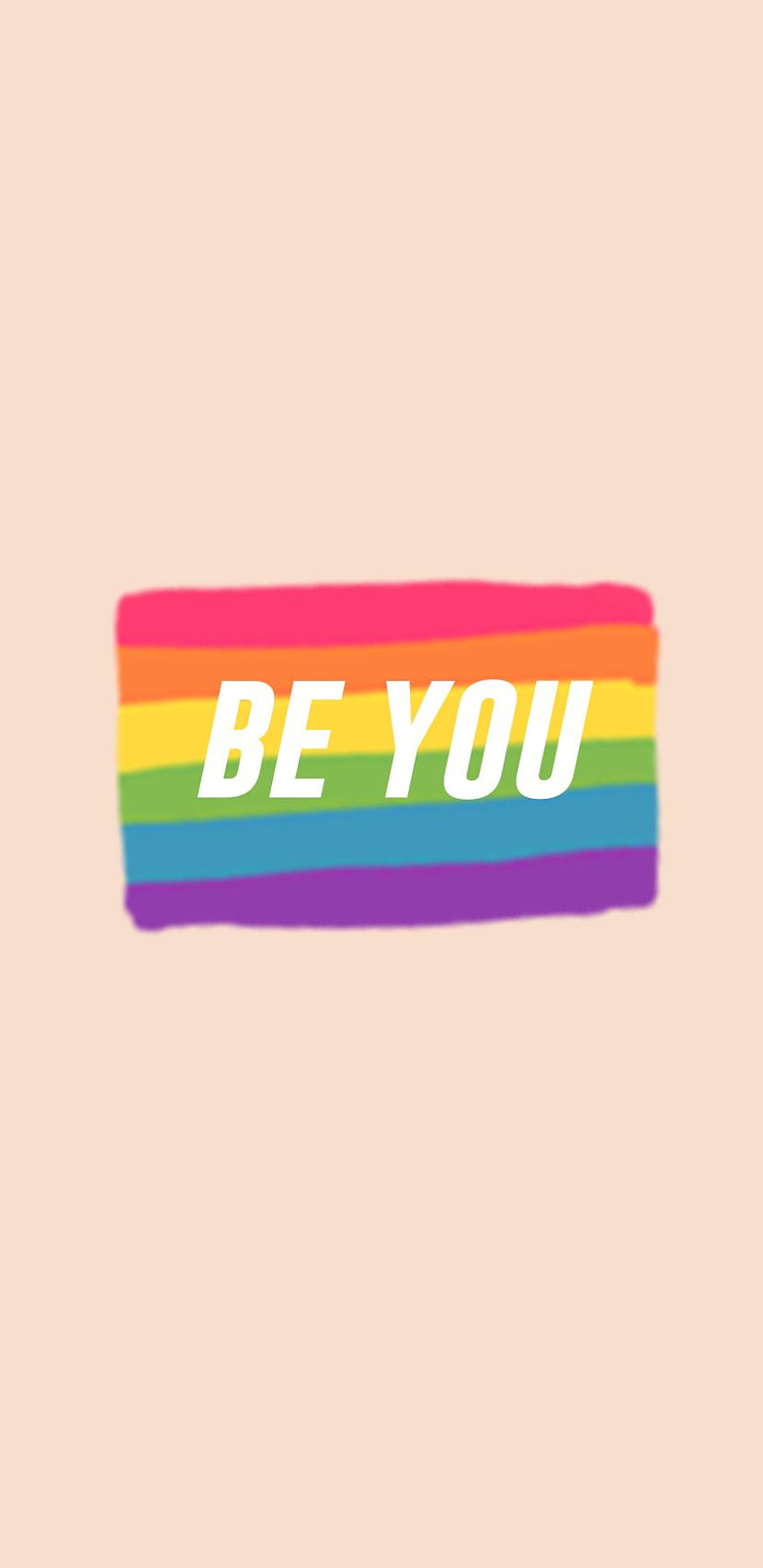 A rainbow colored be you sticker on an off white background - LGBT, pride