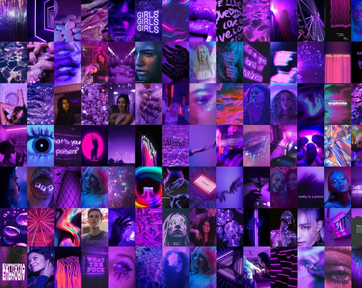 A collage of purple aesthetic pictures - Euphoria