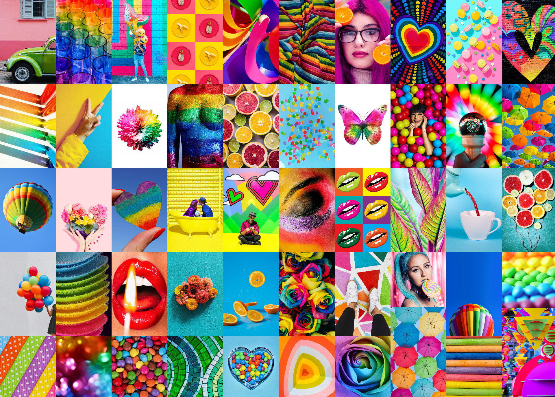 Colorful Rainbow Aesthetic Wall Collage Kit. Indie Kidcore
