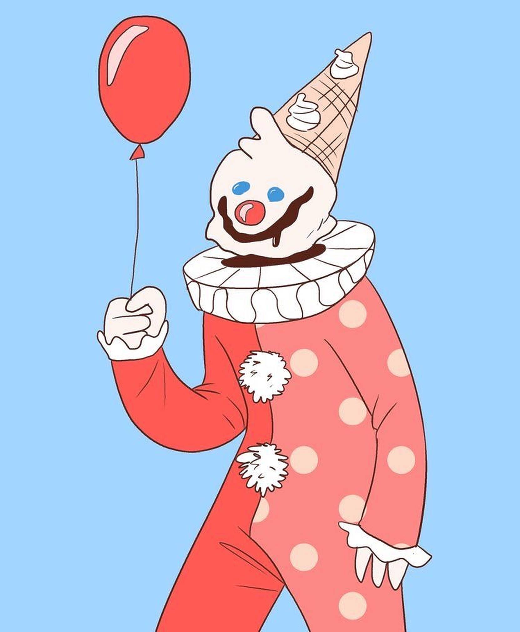 Download Clown With Red Balloon Wallpaper