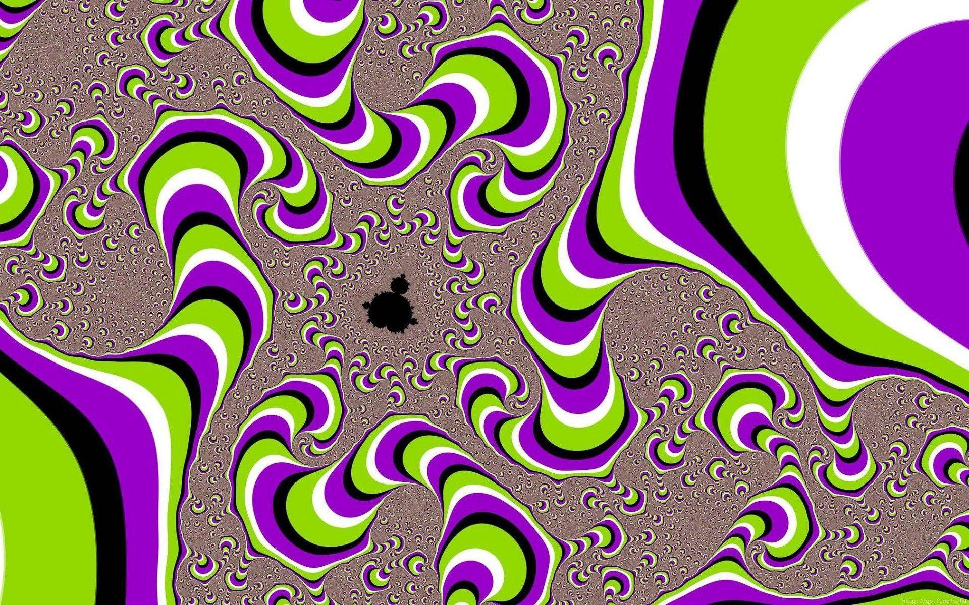 A purple and green abstract pattern with black dots - Clown