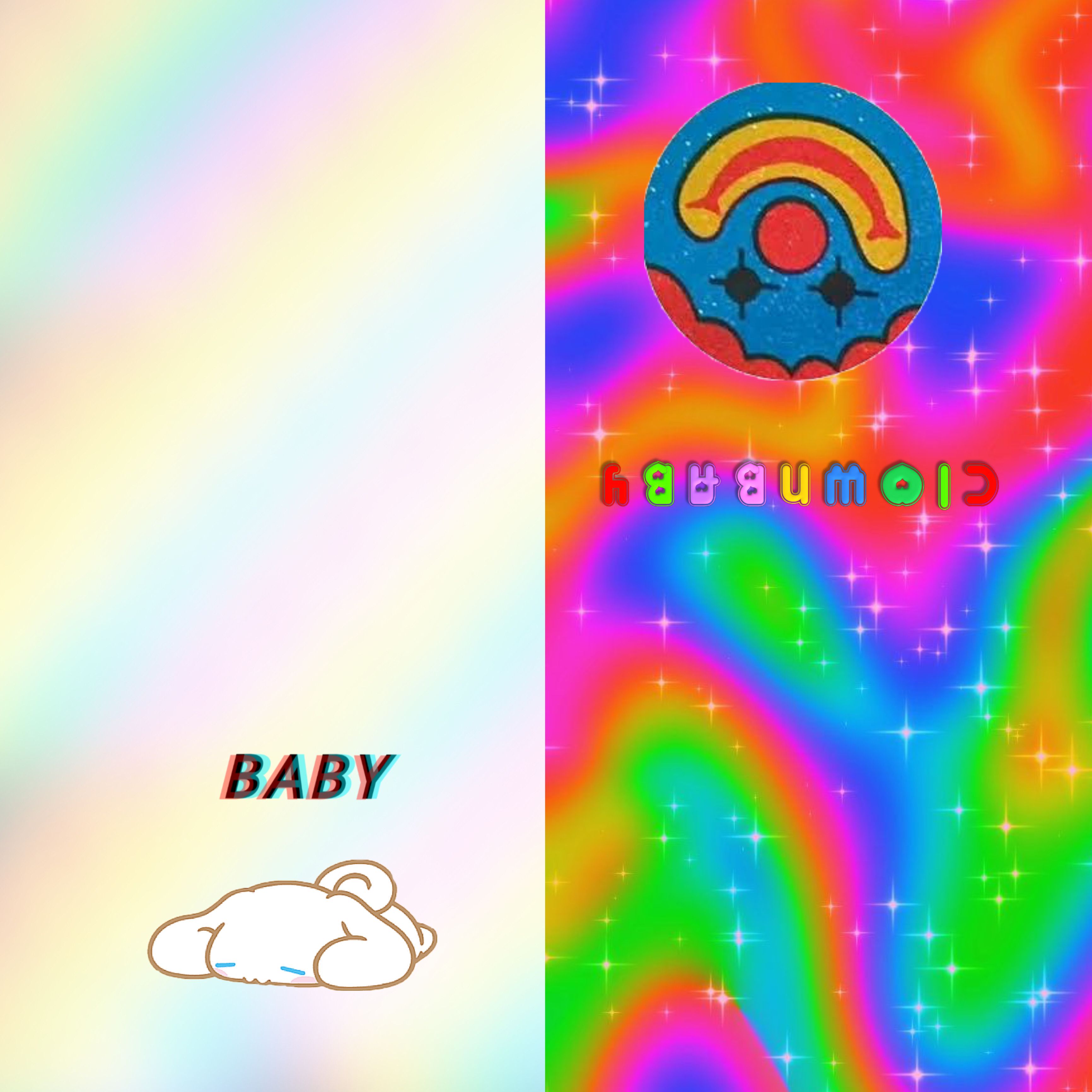 A poster with the words baby and rainbow - Clown