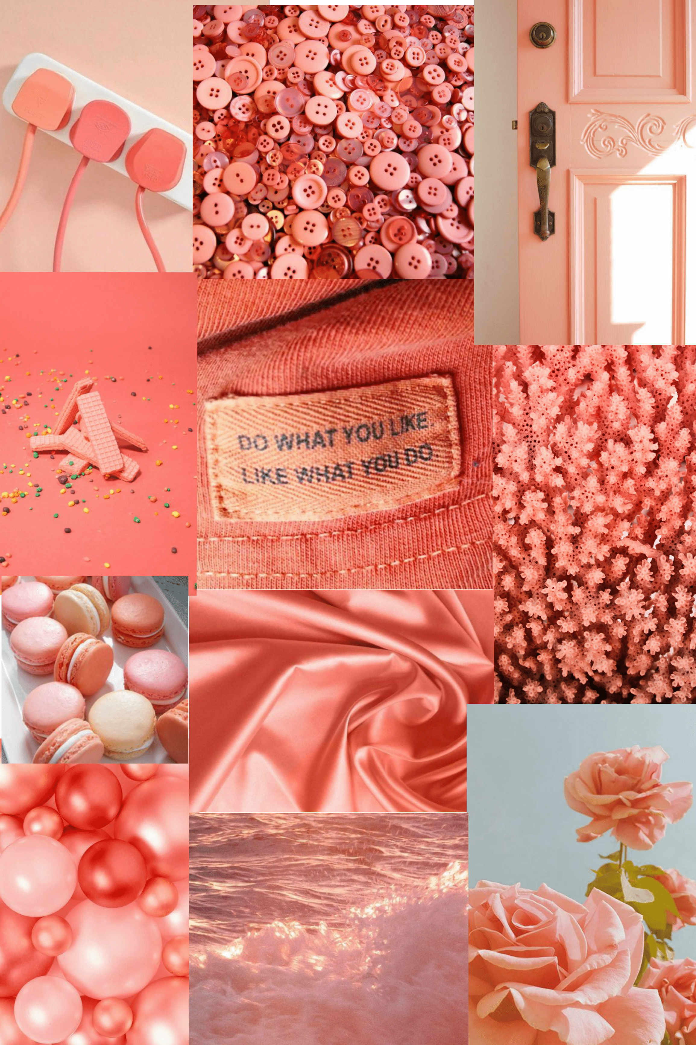 A collage of pictures with pink and red colors - Coral, salmon
