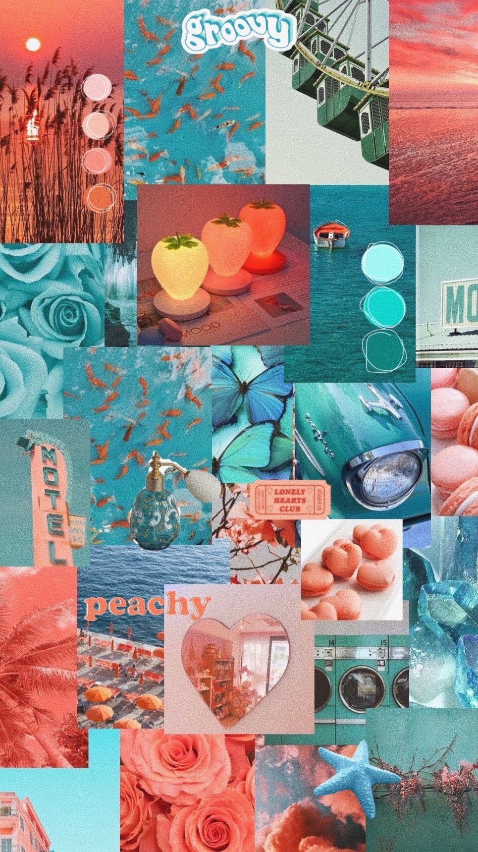 Turquoise and coral aesthetic wallpaper. Fond d'écran téléphone, Fond ecran