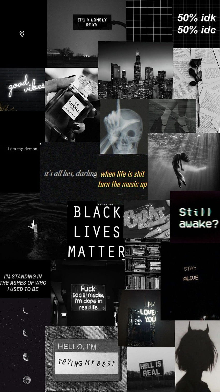 Black. Dark tumblr collage. Black aesthetic, Aesthetic, Cute black HD phone wallpaper
