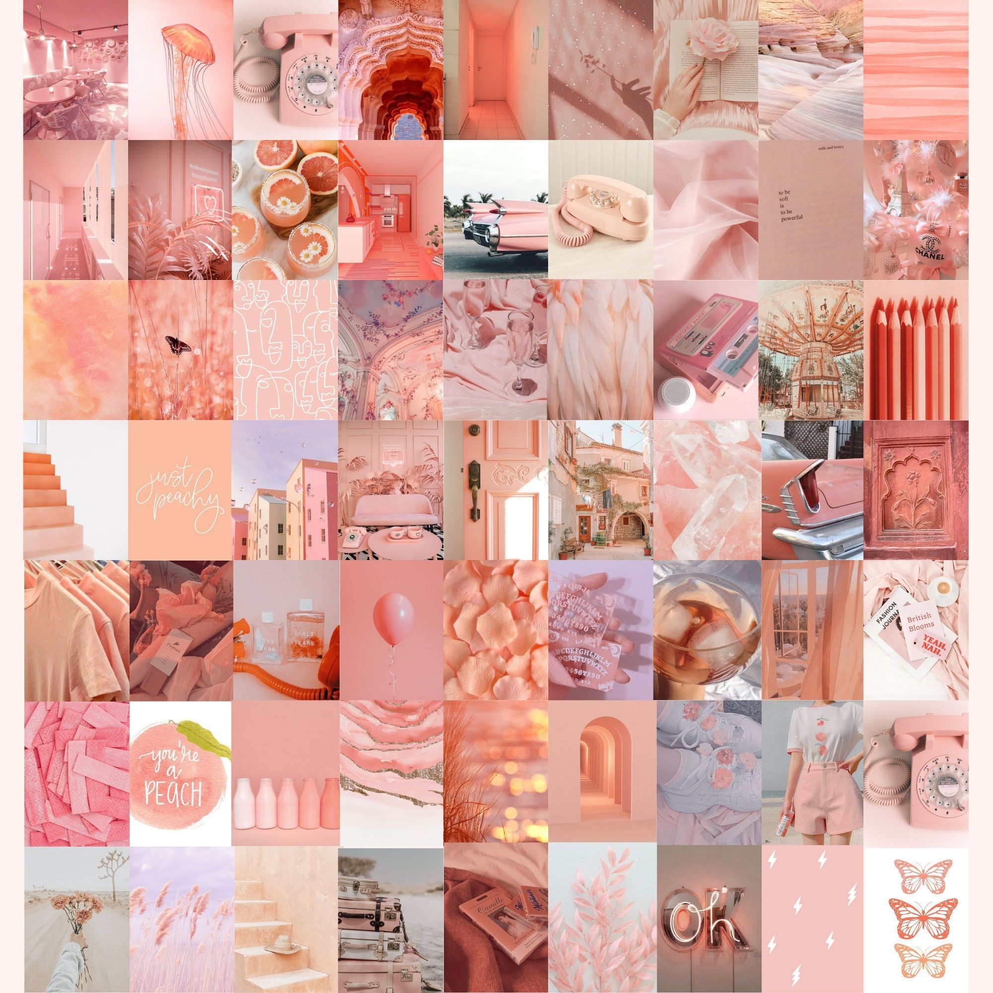 Peach Coral Pink Photo Wall Collage Kit Peach Aesthetic Hong Kong