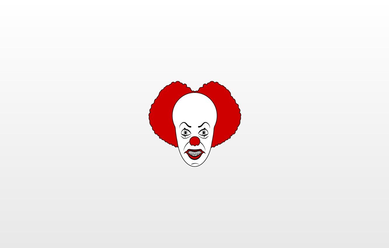 Wallpaper Red, Minimalism, White, Clown, Art, Stephen King, Pennyways, It, Pennywise image for desktop, section минимализм