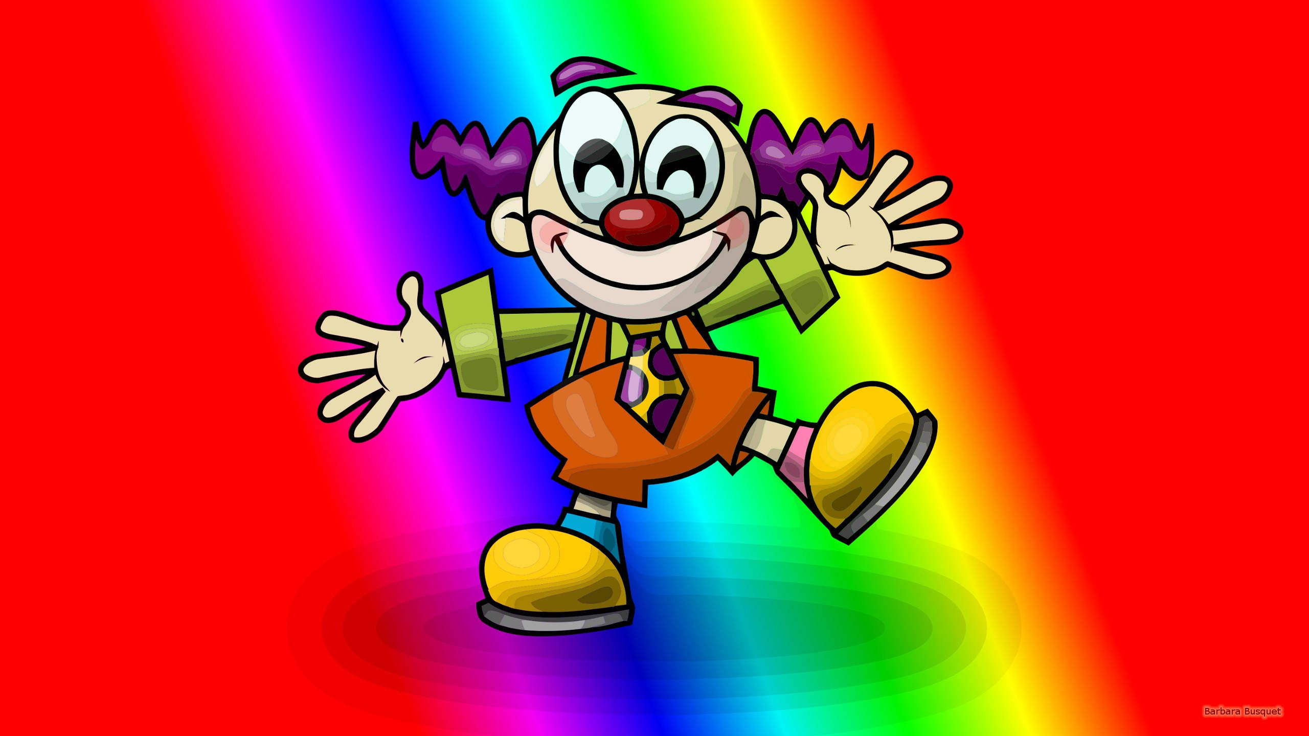 The clown is standing on a rainbow background - Clown