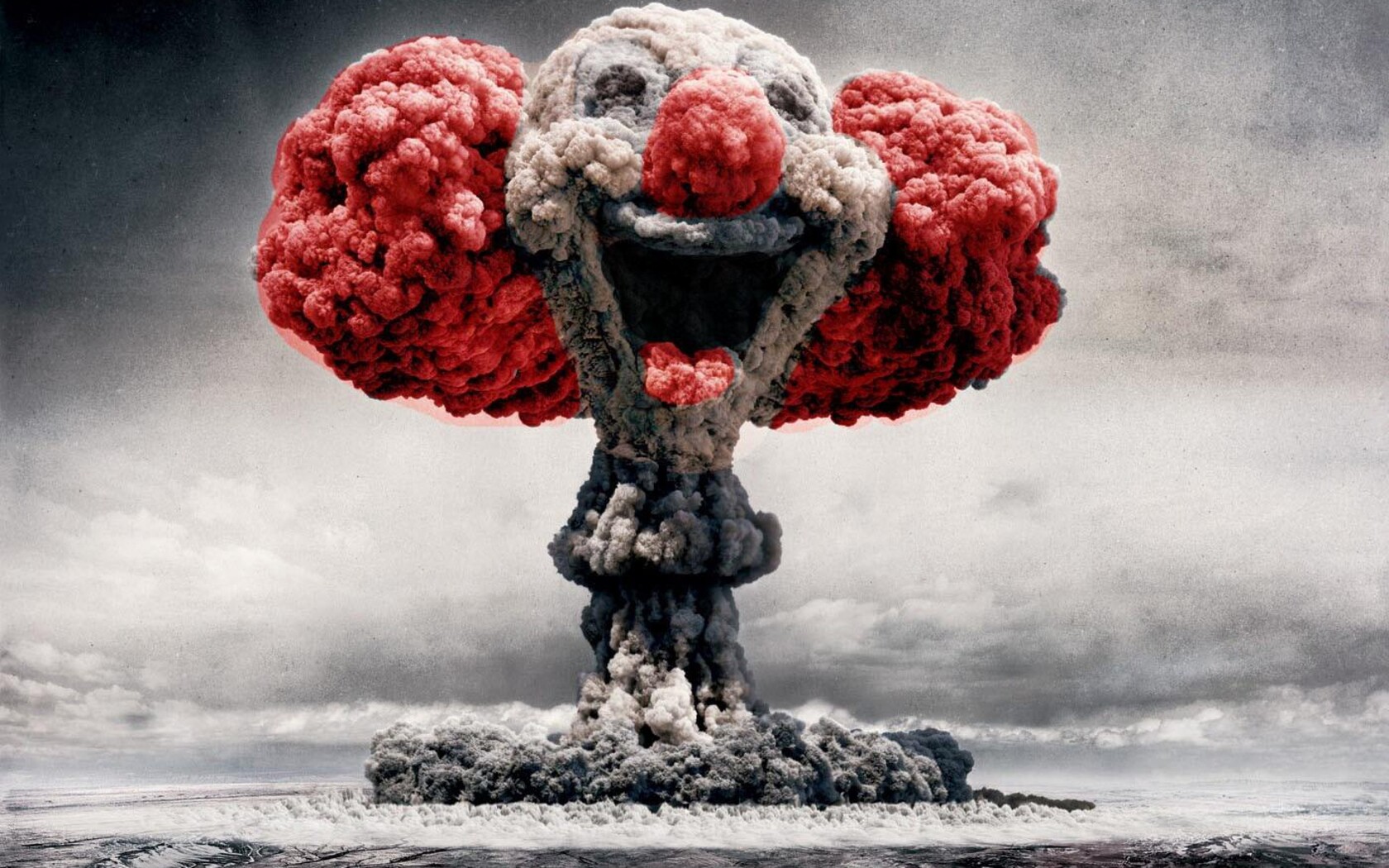 A nuclear explosion with a clown face on it - Clown