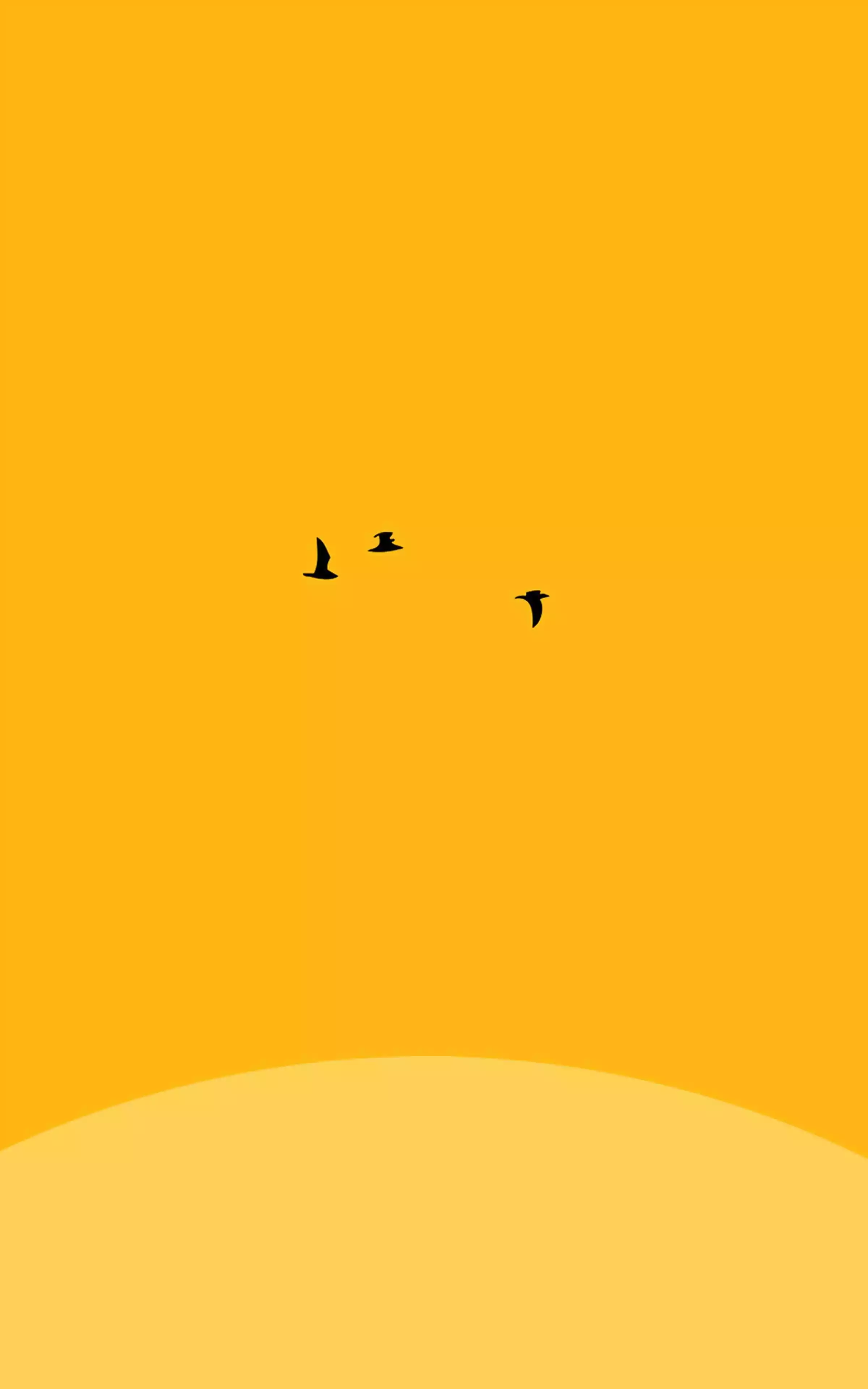 A yellow background with birds flying in the sky - Abstract